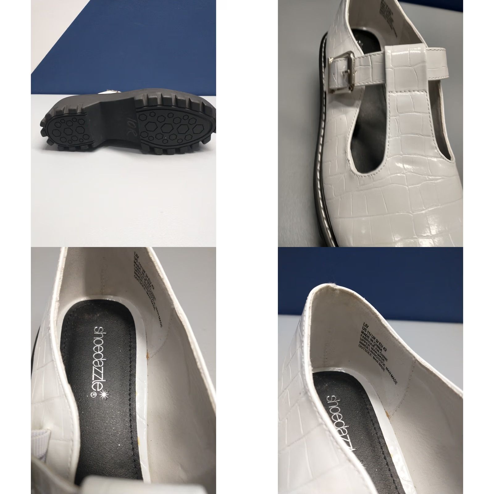 Vintage ShoeDazzle Mary Janes Boots Womens Size 11 White Manmade Lug Sole Round Toe Size US 11 / IT 41 - 8 Thumbnail