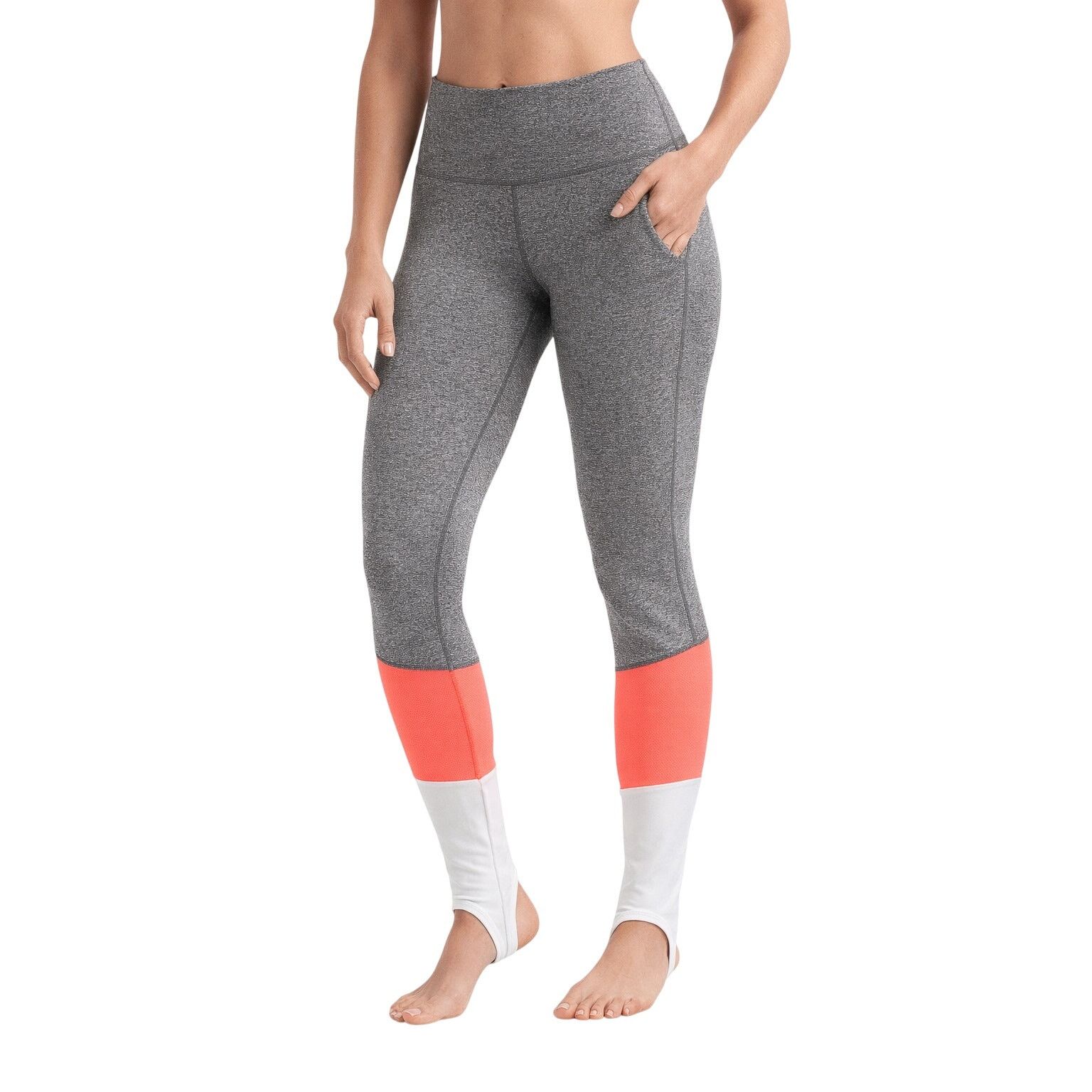 Zelos Activewear Cutout Stirrup Leggings S Gray Pink White