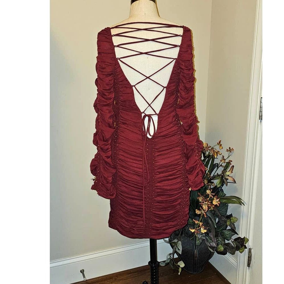 Free People New FREE PEOPLE Western Romance Mini Dress $448 X-SMALL Red Size XS / US 0-2 / IT 36-38 - 6 Thumbnail