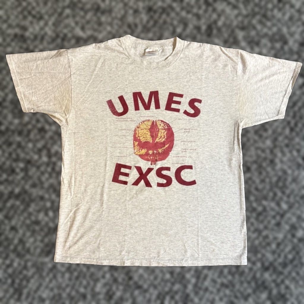 Hanes VINTAGE Hanes T-Shirt 90s University Sports Science 90s College UMES Exercise Kinesiology Brain Logo Gray L Short Sleeve Crew Neck Men Size US L / EU 52-54 / 3 - 1 Thumbnail
