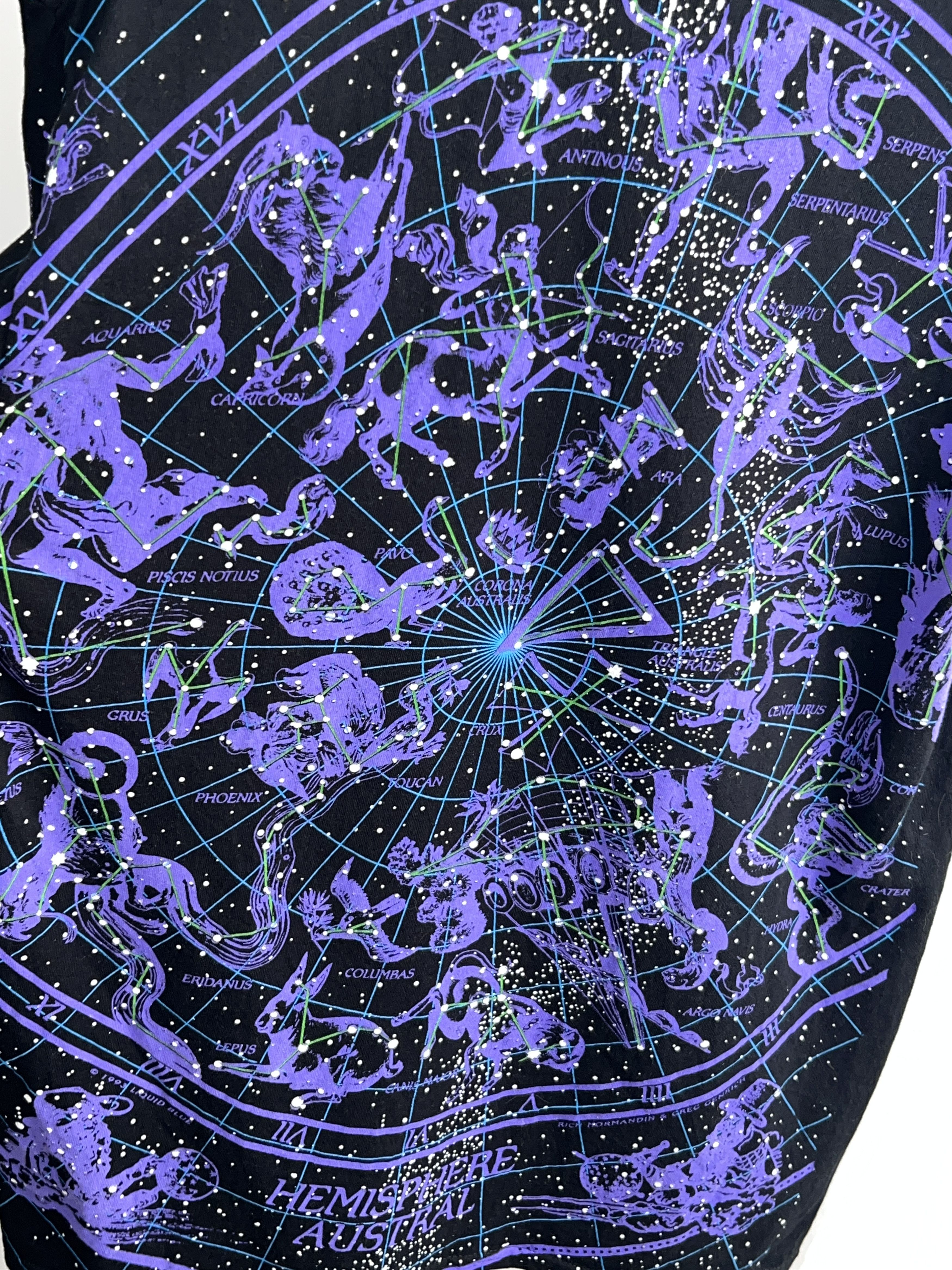 Band Tees Vintage 1993 Liquid Blue AOP Constellation Horoscope Cosmos Size US L / EU 52-54 / 3 - 4 Thumbnail