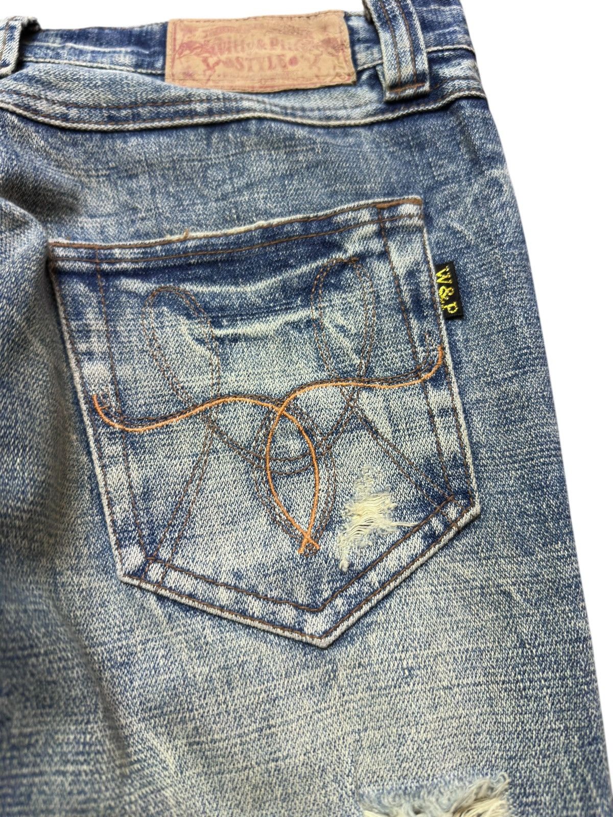 W&LT Vintage W&P Flare Honeycomb Distressed Denim Size US 30 / EU 46 - 6 Thumbnail