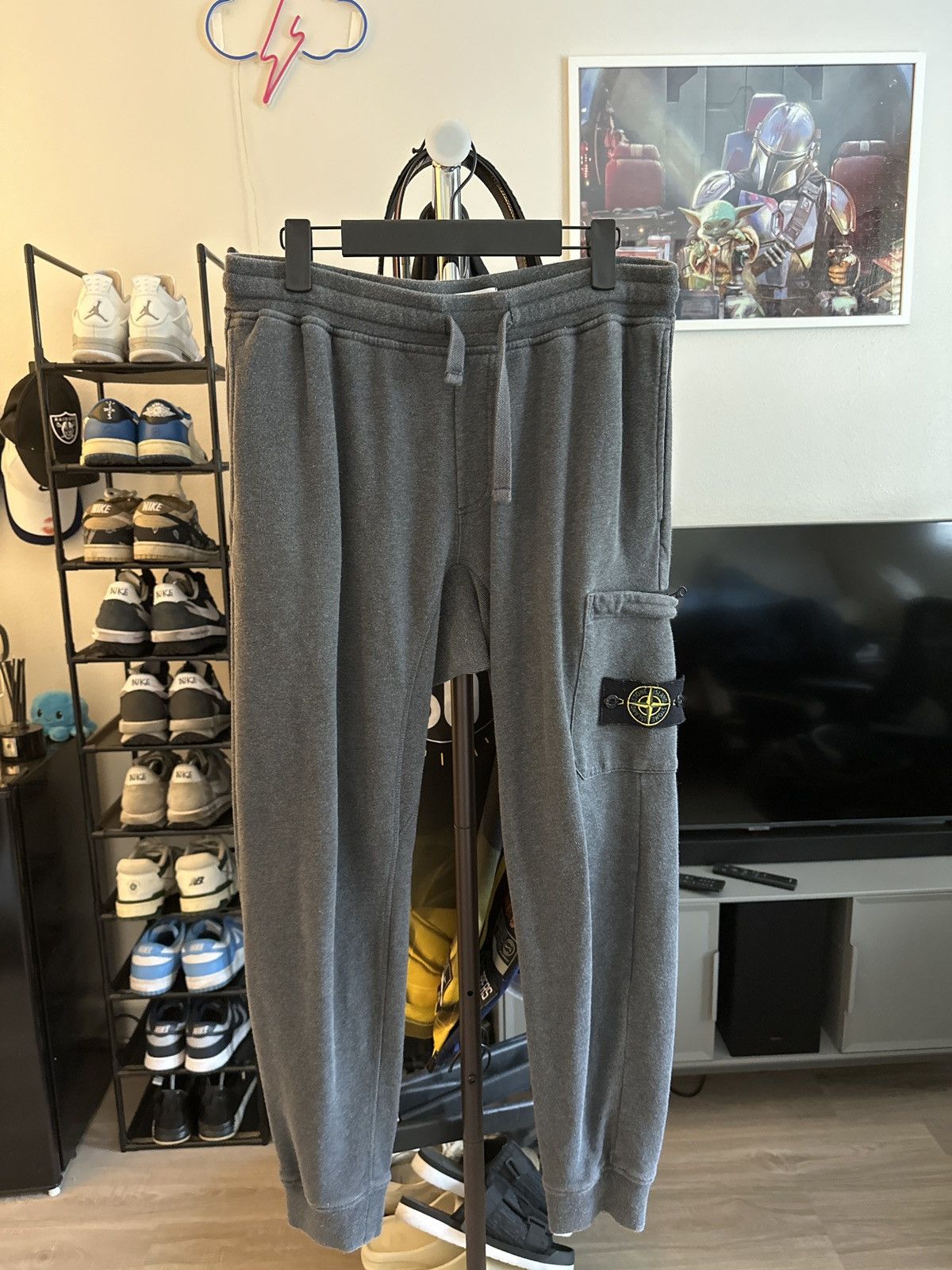 image of Stone Island Sweatpants in Grey, Men's (Size 30)