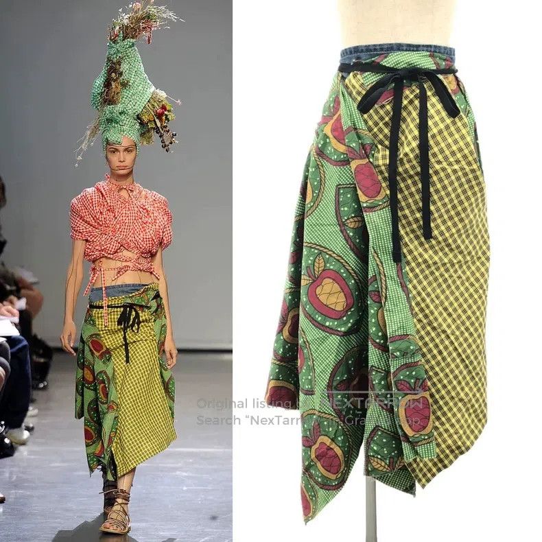 Junya Watanabe size XS Printed Denim Wrap Skirt