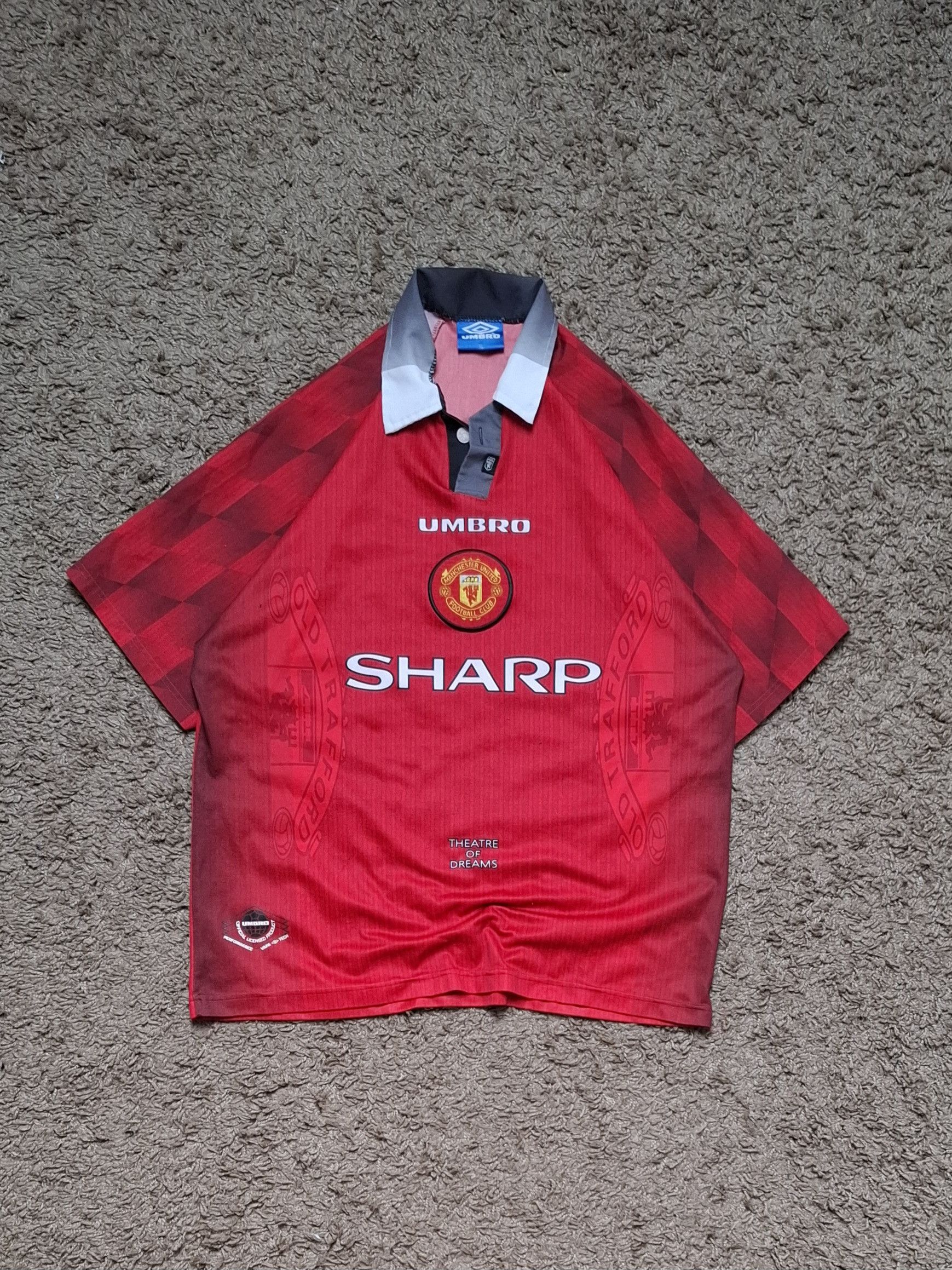 Umbro 1996-1998 Manchester United Umbro Vintage Home Jersey Size US XL / EU 56 / 4 - 1 Thumbnail