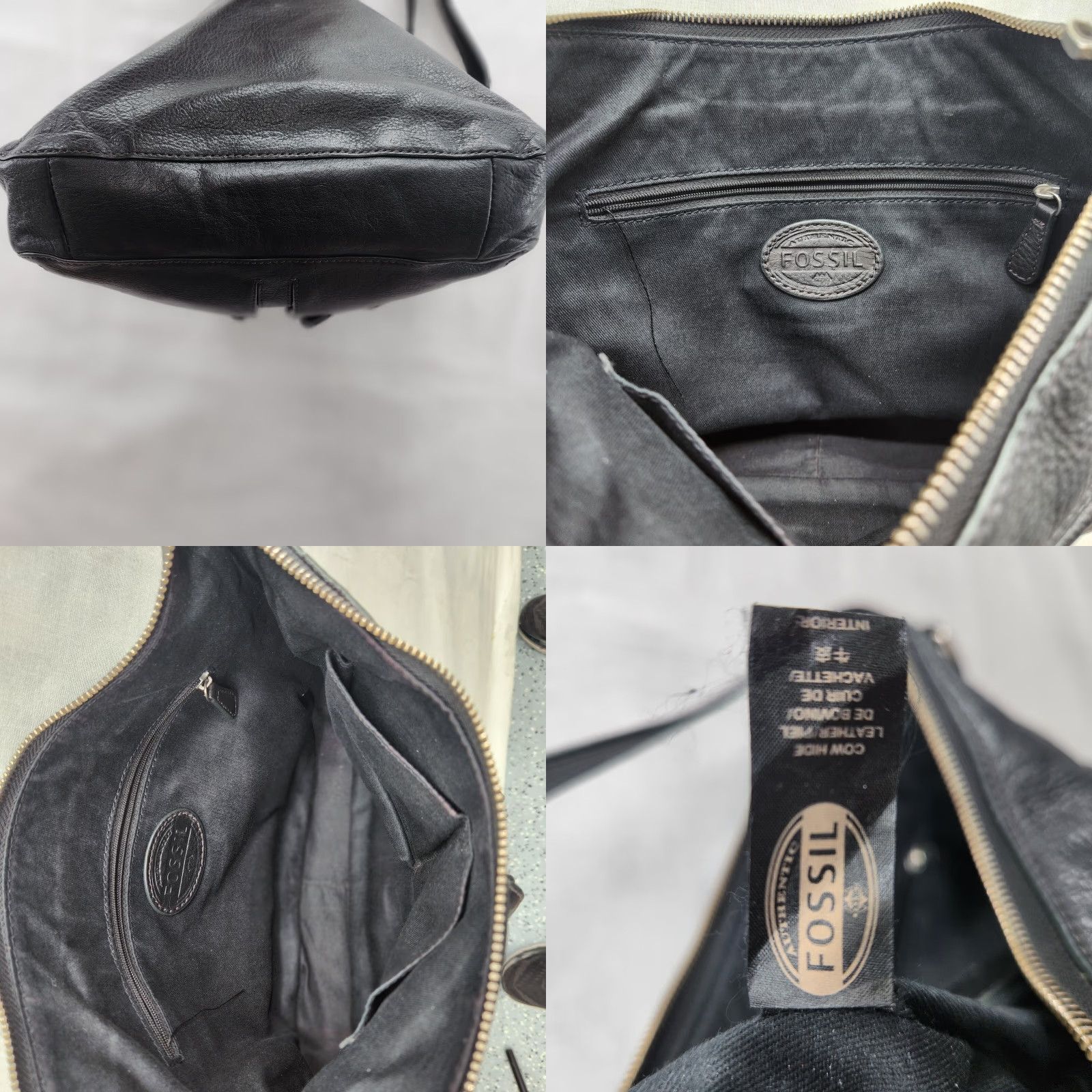Fossil Fossil Riley Leather Black Crossbody Purse - Genuine Leather, Push Lock, Shoulder Bag, Medium, Women Size ONE SIZE - 8 Thumbnail