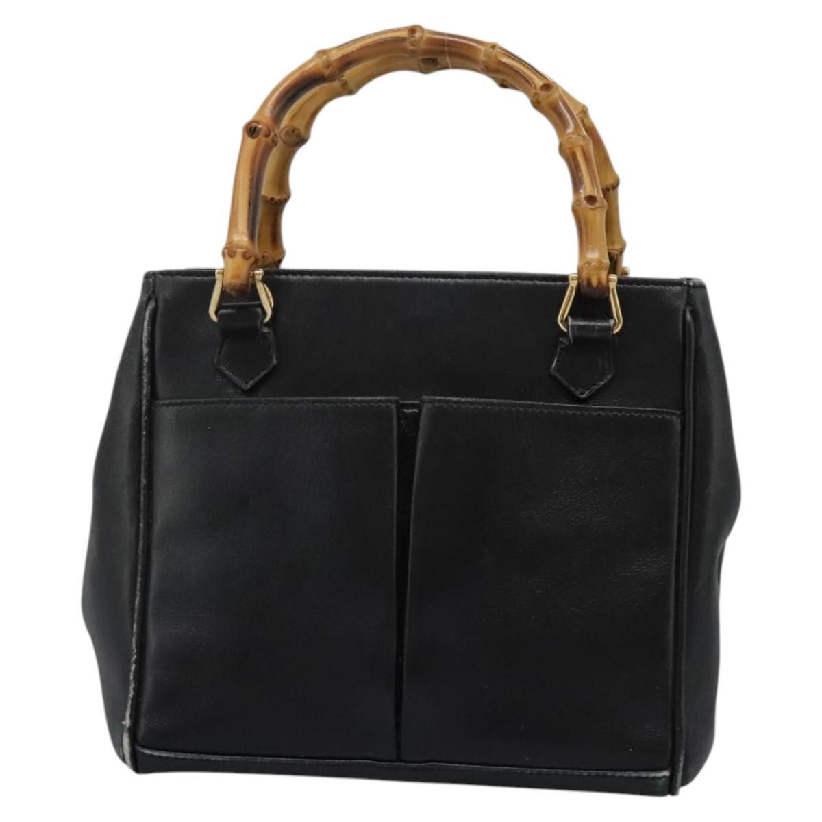 Gucci GUCCI Bamboo Hand Bag Leather Black Gold 000 2122 000 2122 Size ONE SIZE - 2 Thumbnail