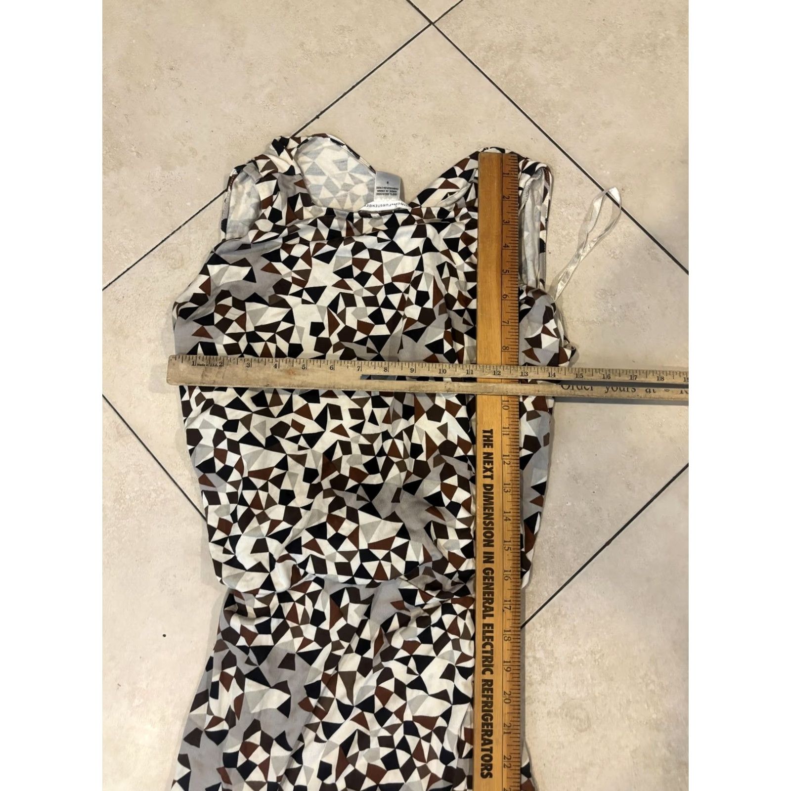Diane von Furstenberg Diane von Furstenberg Dress Womens 8 Multicolor Silk Cowl Neck Belted Geometric Size M / US 6-8 / IT 42-44 - 5 Thumbnail