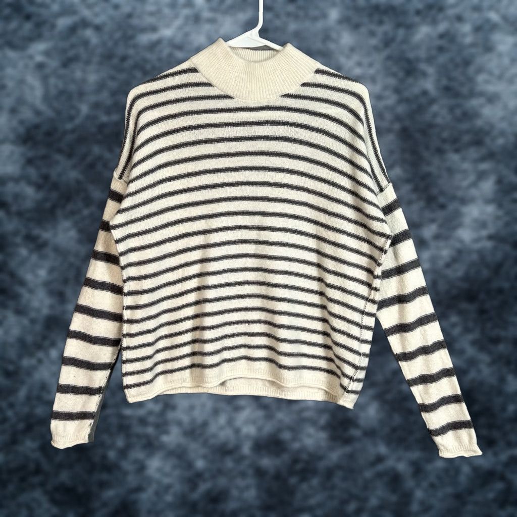 Madewell Madewell Stripe Knit Sweater Womens XXS Ivory White Gray Merino Wool Blend Size XXS / US 00 / IT 34 - 1 Thumbnail