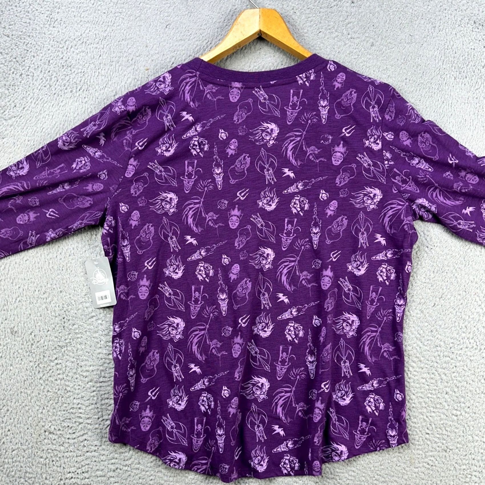 Disney Disney T-Shirt Womens XL Purple Geometric Good To Be Bad Long Sleeve NEW Size XL / US 12-14 / IT 48-50 - 4 Thumbnail
