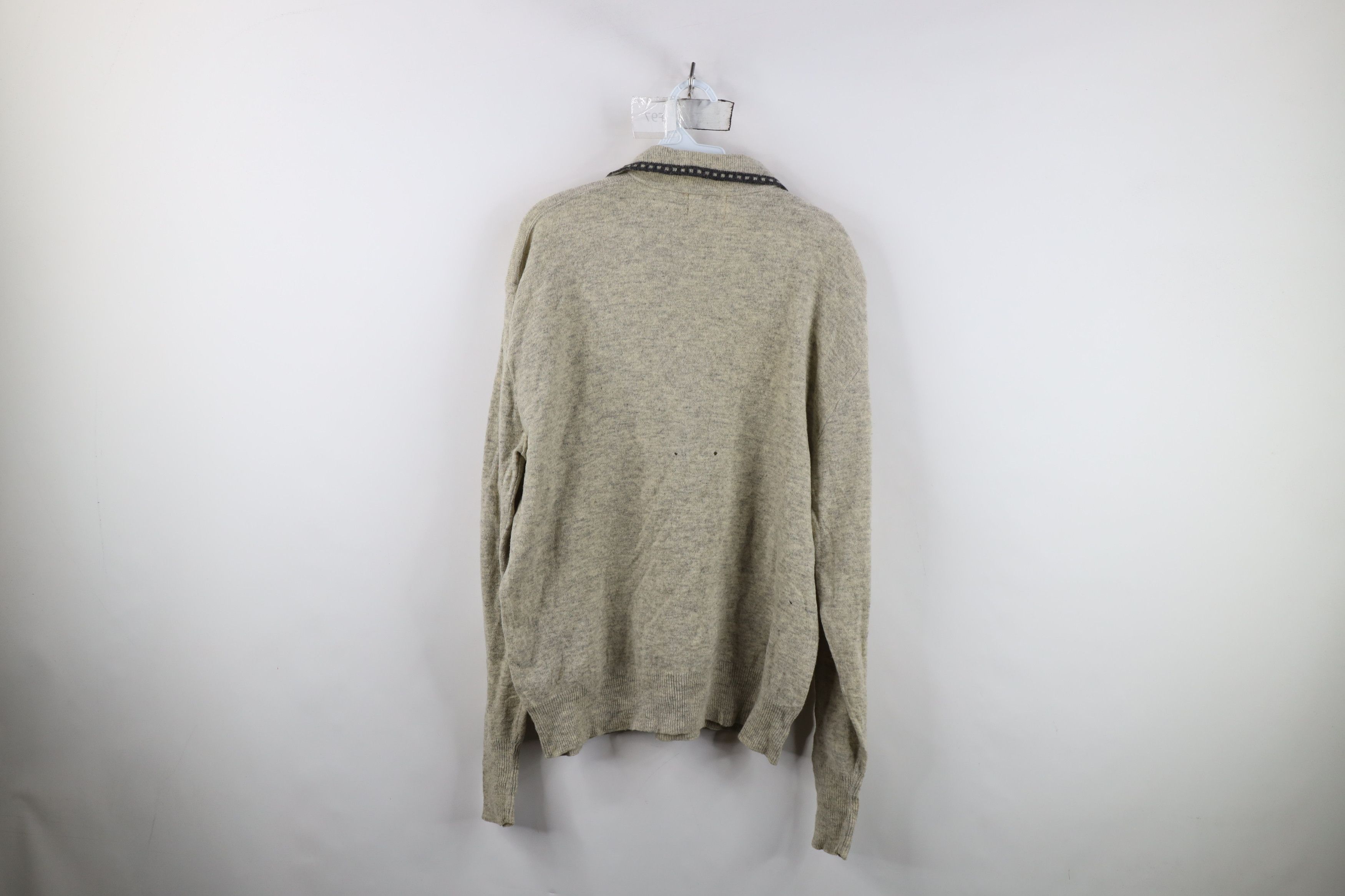 Vintage Vintage 50s Rockabilly Lambswool Collared Sweater Gray USA Size US XXL / EU 58 / 5 - 13 Thumbnail