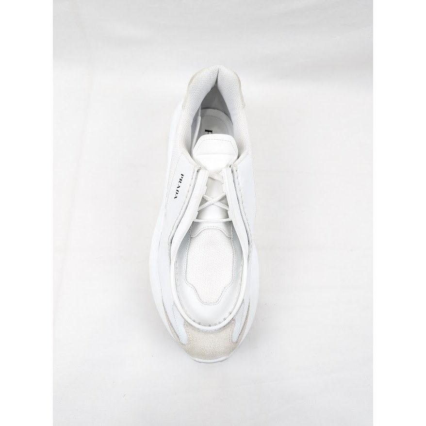 Prada o1rshd1 Brushed Leather Sneakers Bike Fabric Suede in White Size US 11 / EU 44 - 6 Thumbnail