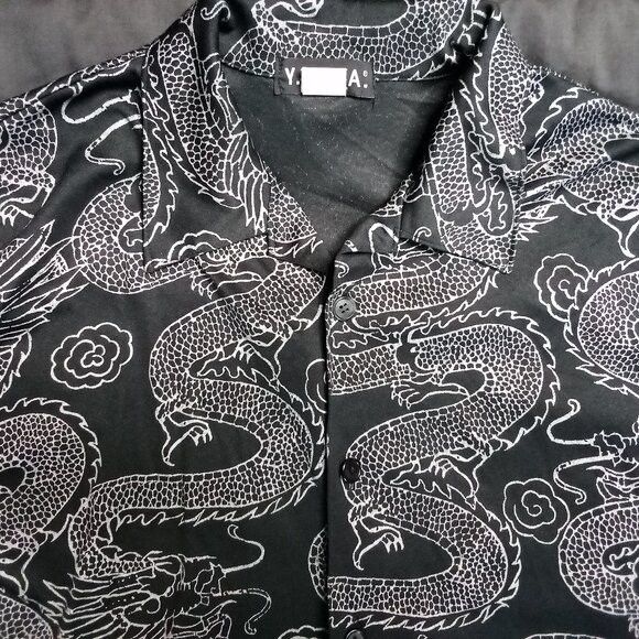Vintage Vintage Y.M.L.A. Oriental Dragons Polyester Button Shirt Size US M / EU 48-50 / 2 - 1 Thumbnail