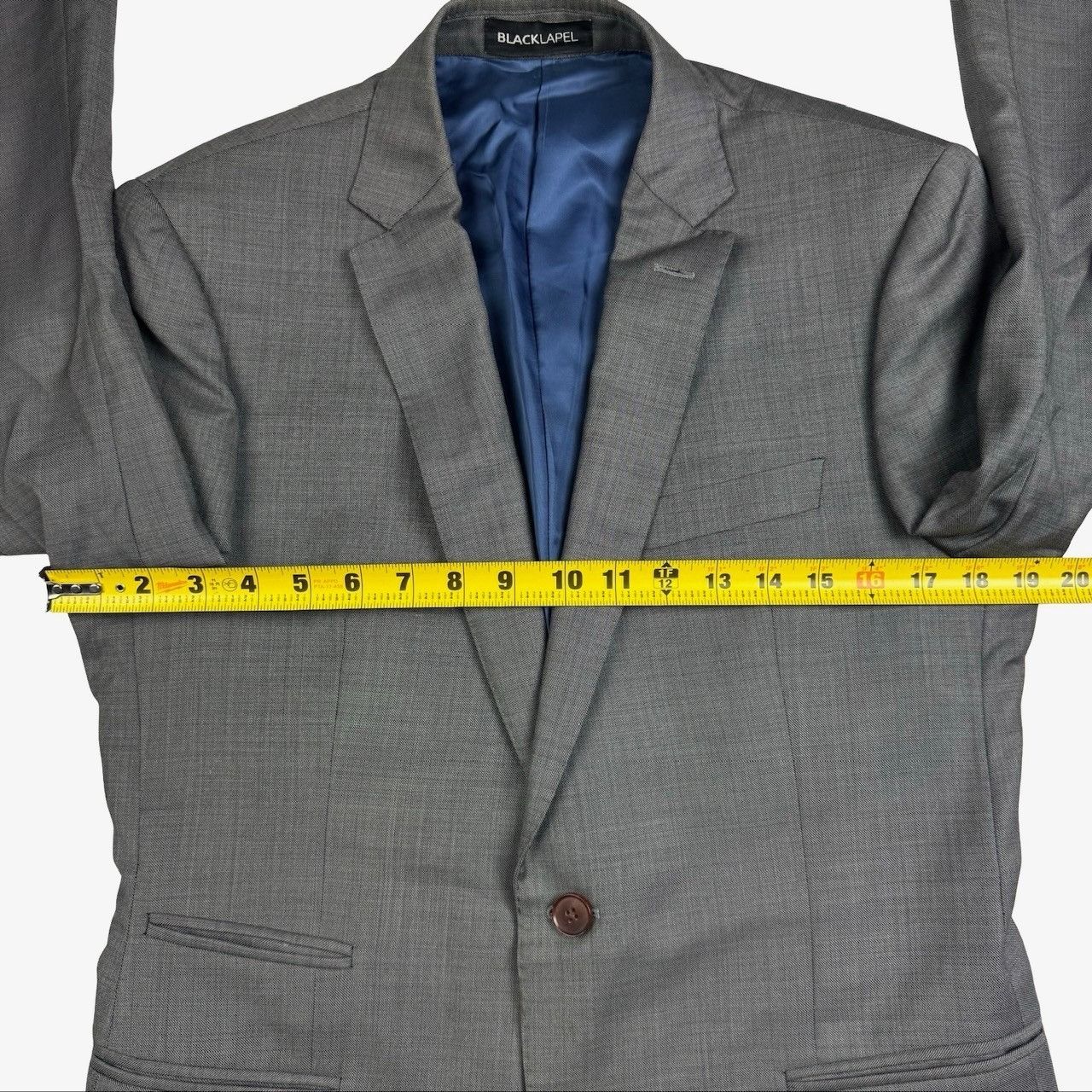 Other Black Lapel Men’s Bespoke Custom Slim 2-Button Blazer Gray • Size 36R - 6 Thumbnail
