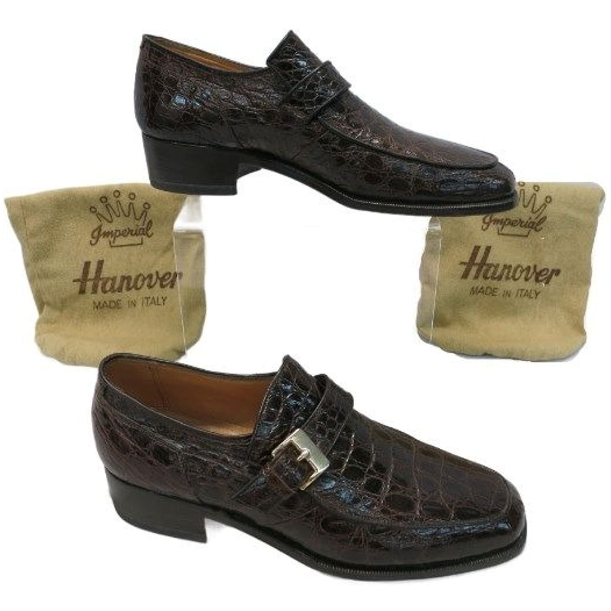 Hanover Vintage Hanover Exotic Alligator Monk Strap Loafers Brown Dr Size US 9 / EU 42 - 8 Thumbnail