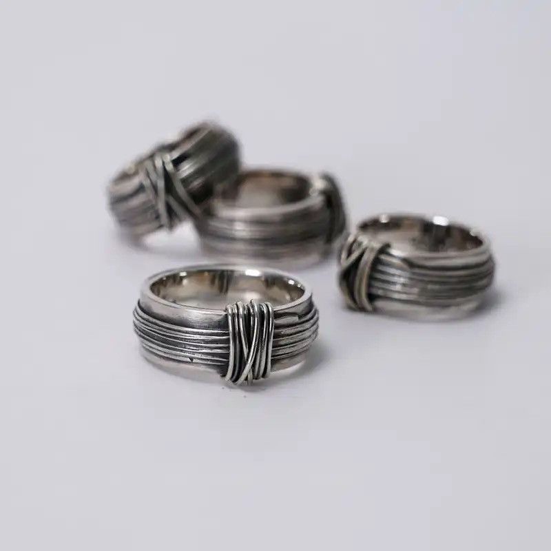 Jewelry × Vintage Vintage Brushed Wrapped Multi Lines Ring Size ONE SIZE - 4 Thumbnail