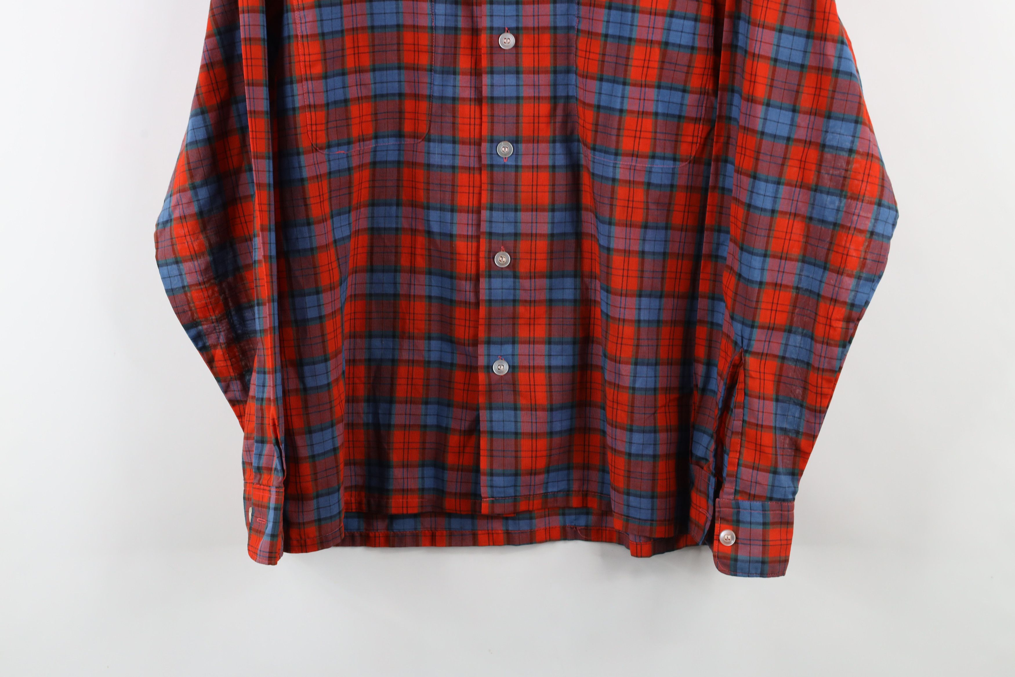 Vintage Vintage 60s 70s Rockabilly Collared Button Shirt Red Plaid Size US M / EU 48-50 / 2 - 3 Thumbnail