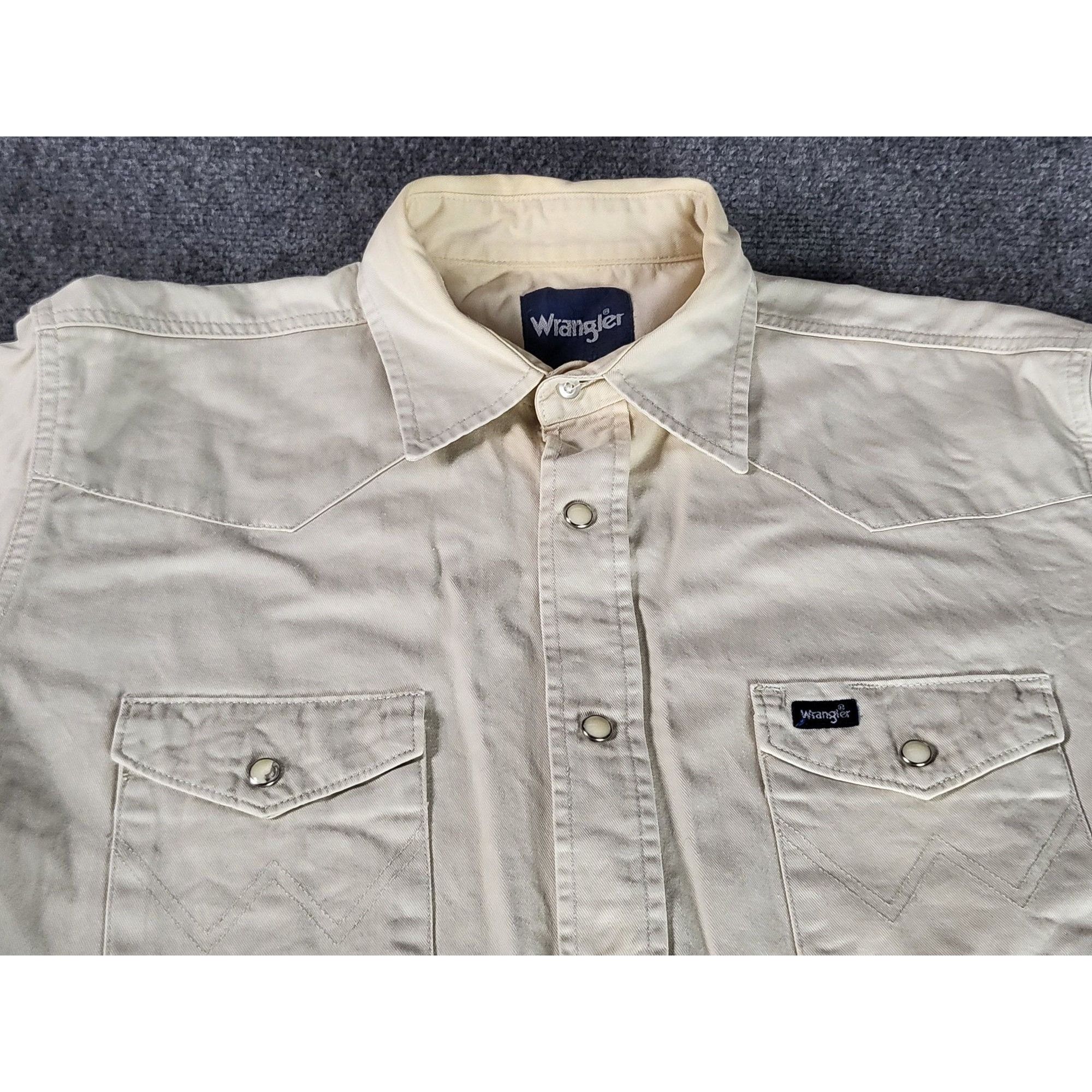 Wrangler Wrangler Pearl Snap Beige Shirt Men Sz XL Button Up Cowboy W Size US XL / EU 56 / 4 - 2 Thumbnail