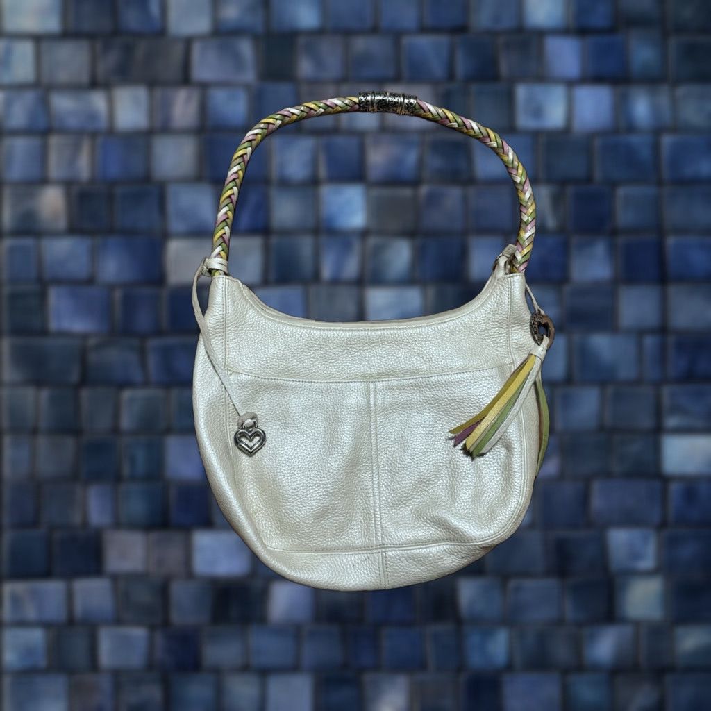 Brighton Brighton Barbados Hobo Bag Purse Handbag Cream White Leather Bright Multi Braid Woman Medium Size ONE SIZE - 1 Thumbnail