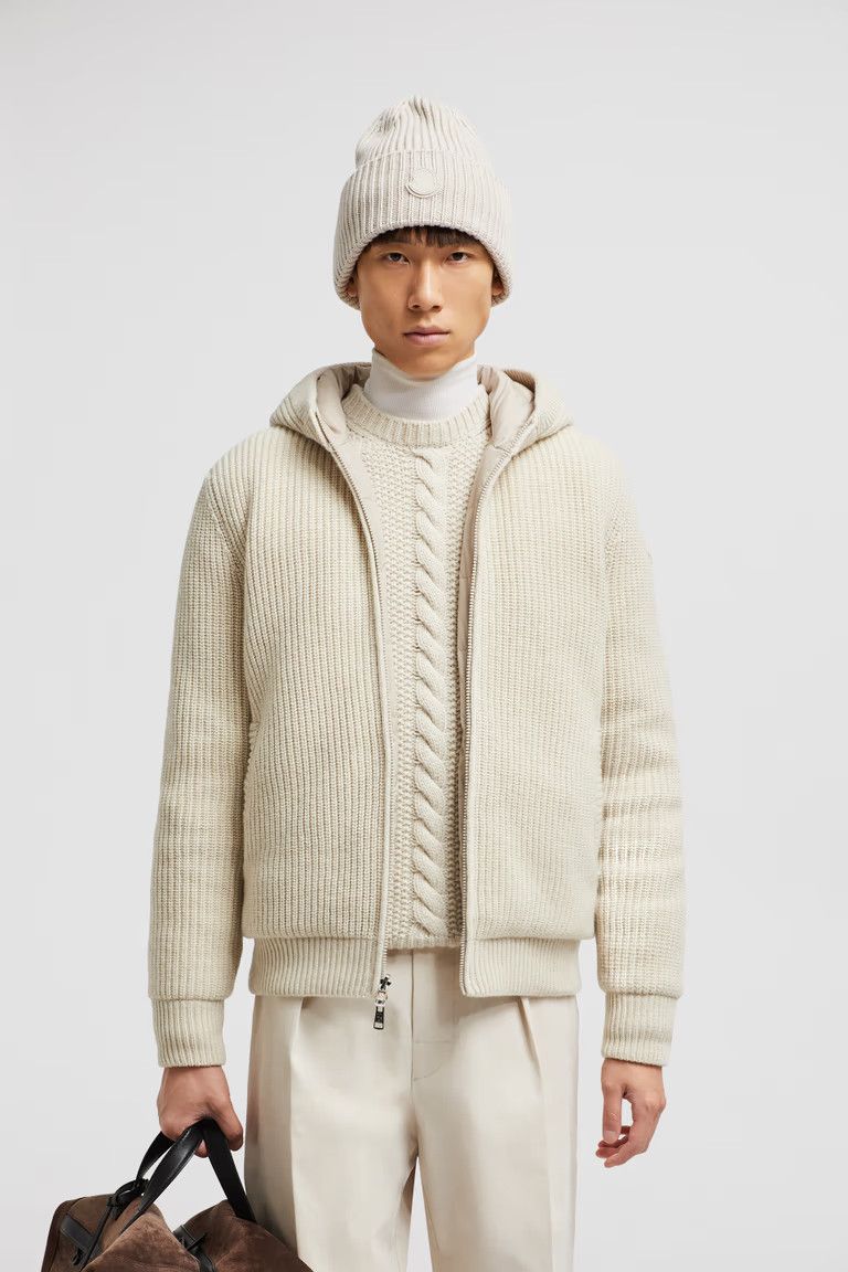 Moncler o1s22i1n1124 Reversible Knit Nylon Down Jacket in Beige Size US M / EU 48-50 / 2 - 2 Thumbnail