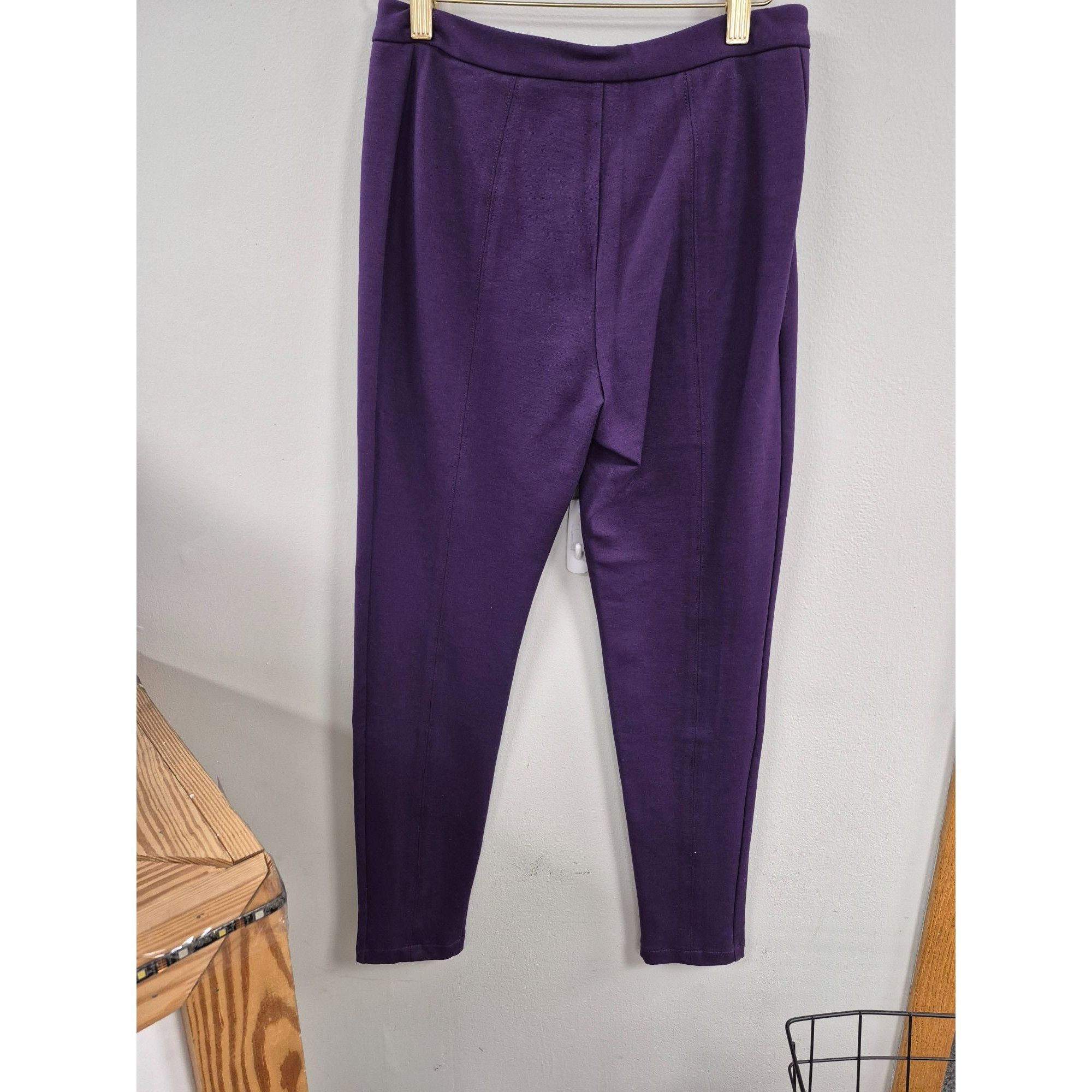 Other IMAN Womens Purple Stretch Pants Size 6 With Gold Zippers & Size 28" / US 6 / IT 42 - 6 Thumbnail