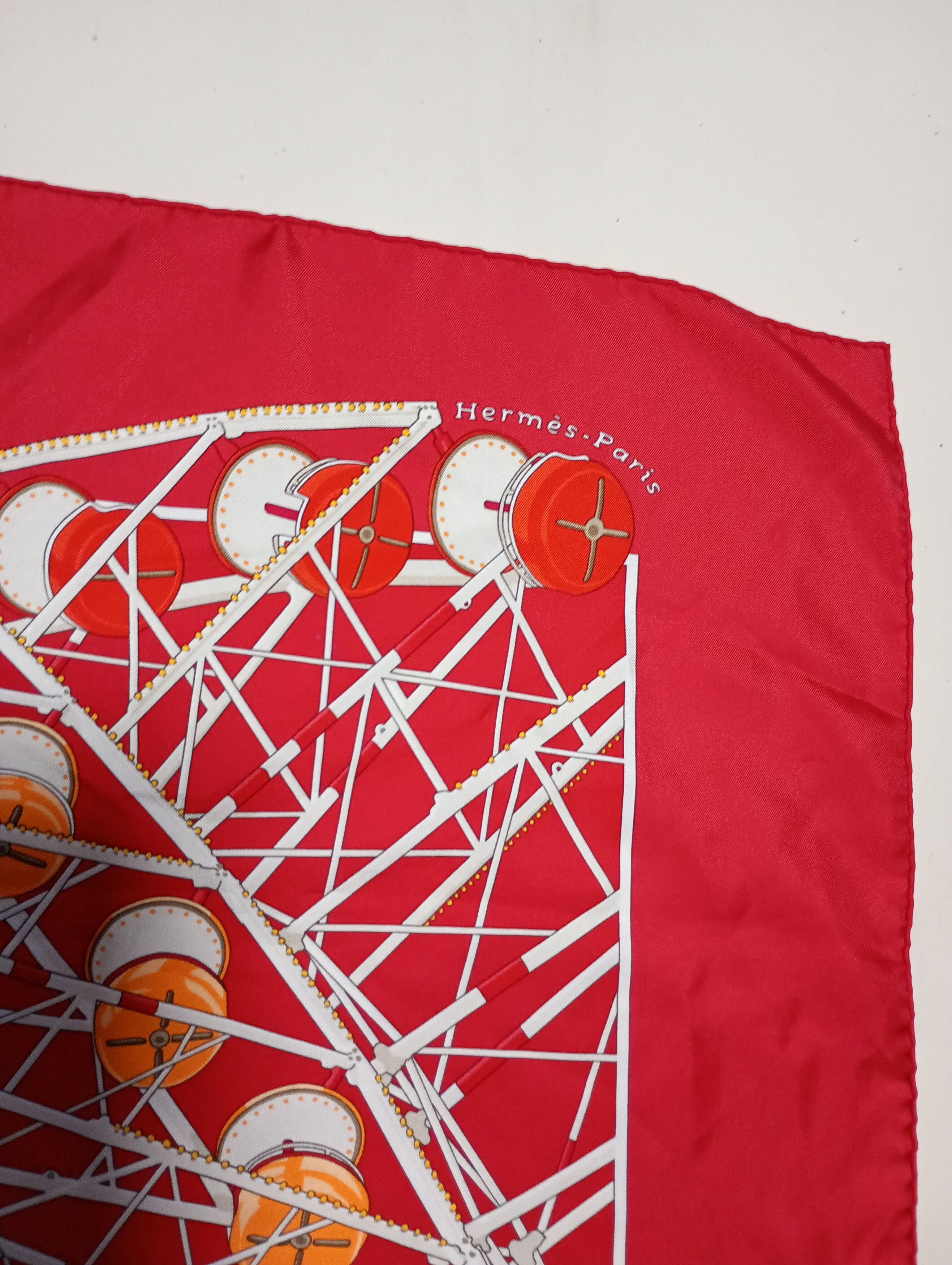 Hermes Hermès Red Grande Roue Carousel 90cm Silk Scarf Size ONE SIZE - 10 Thumbnail