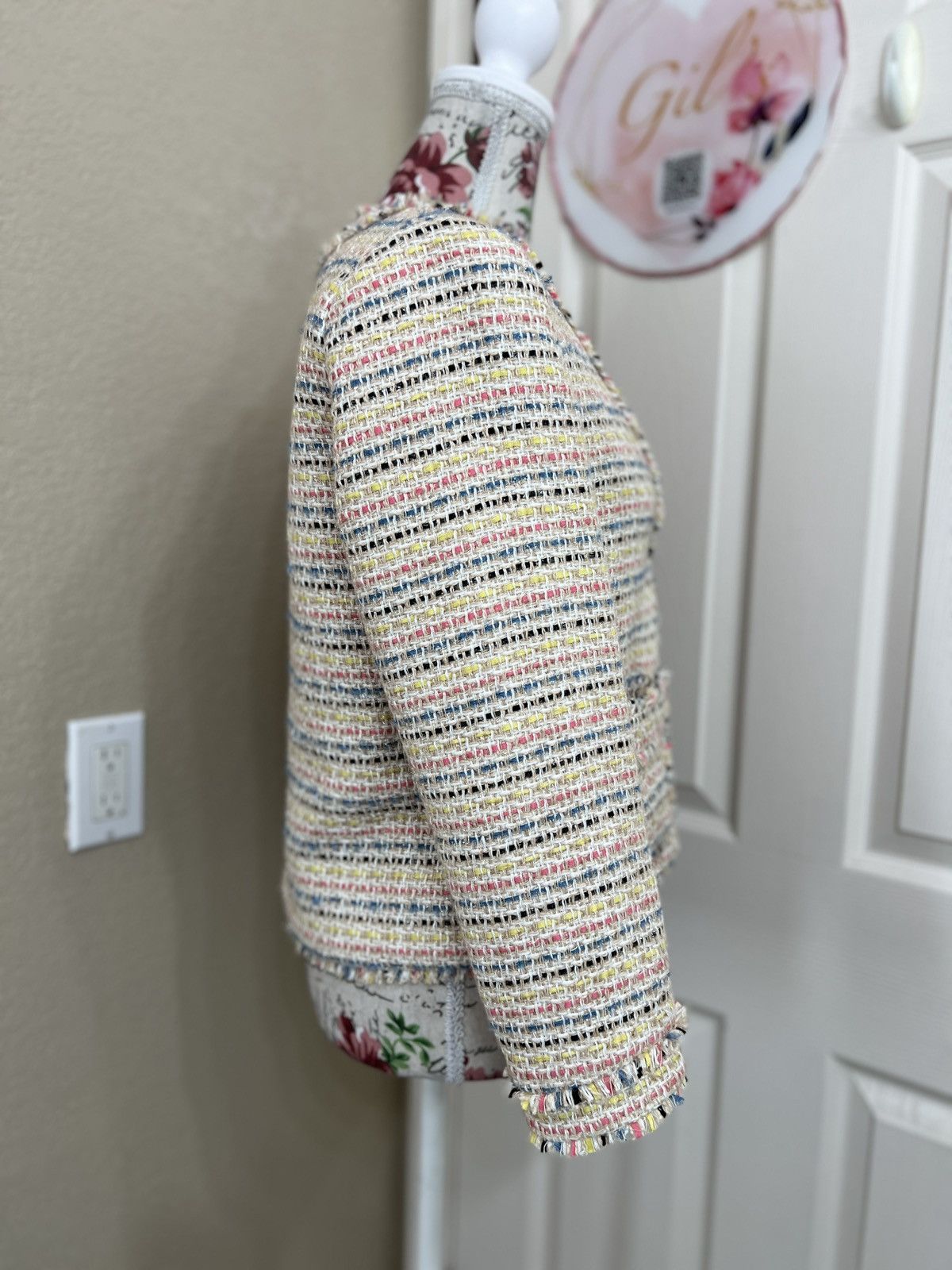 Ann Taylor Ann Taylor Multi-Color Tweed Button-Front Blazer Size M / US 6-8 / IT 42-44 - 2 Thumbnail