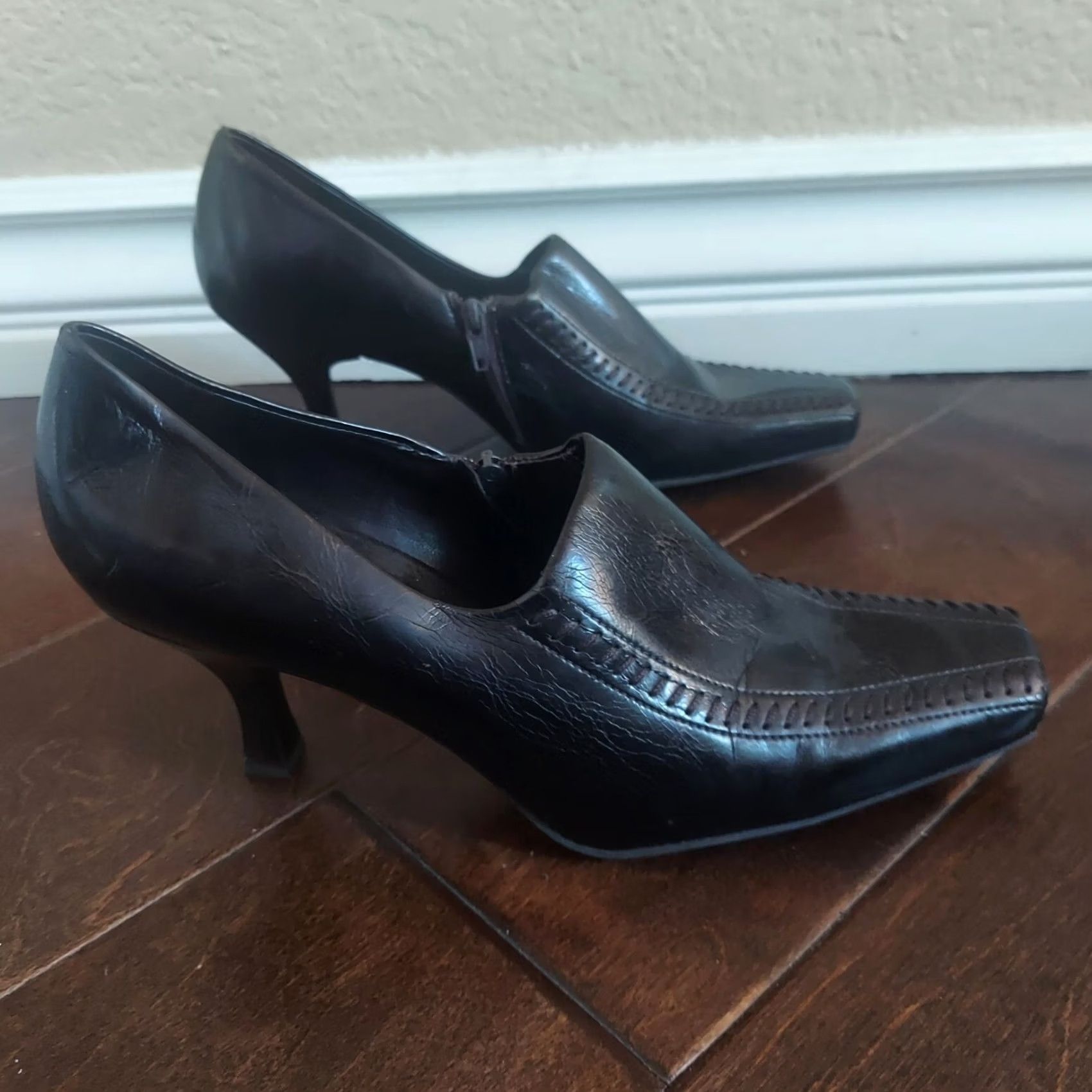 Franco Sarto Franco Sarto Pumps Brown 3 in Platform Square Toe Women 6.5M Zip Heels Brazil Vintage No Size US 7 / IT 37 - 4 Thumbnail