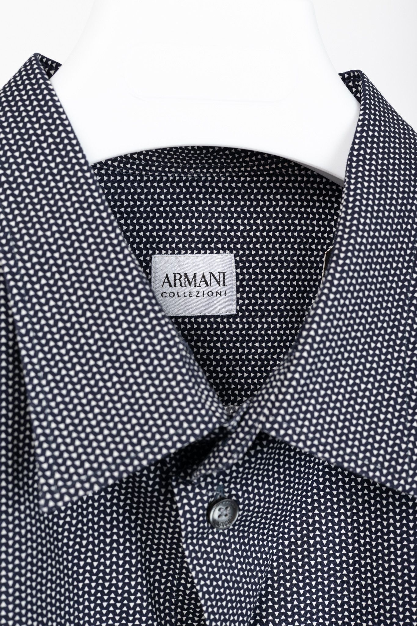 Armani Collezioni Armani Collezioni Navy Triangle-Print Cotton Button-Up Shirt Size US XXL / EU 58 / 5 - 4 Thumbnail