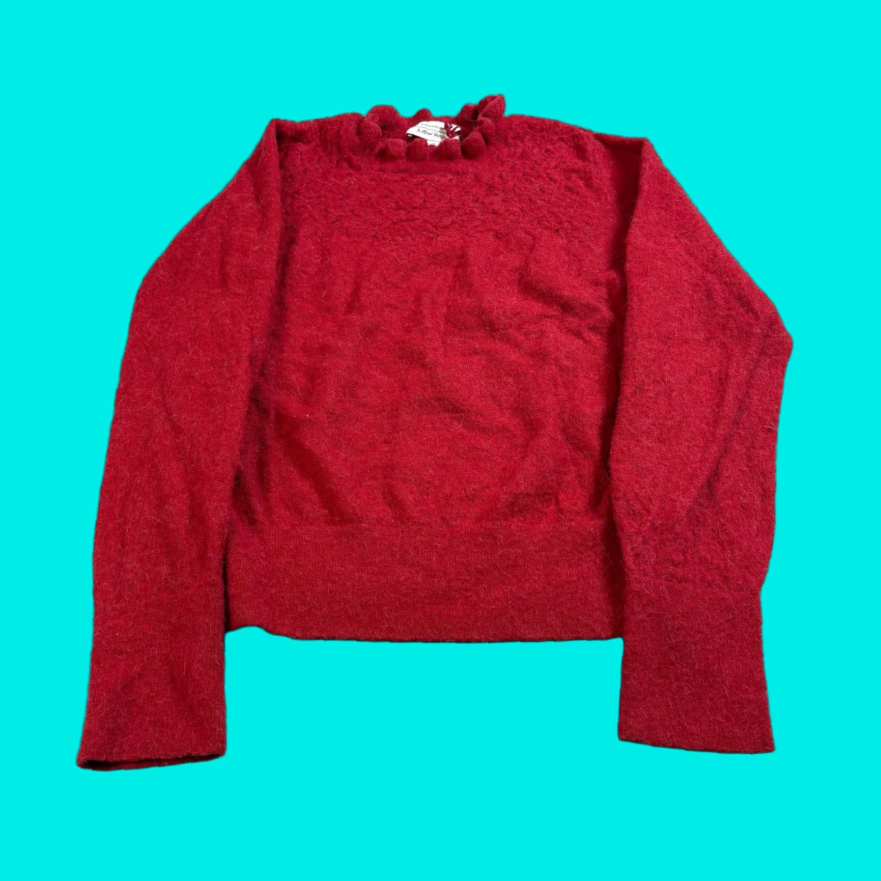 & Other Stories & Other Stories Sweater Womens Medium Red Paris Atelier Wool Alpaca Knit Ruffle Collar Pullover Coquette Office Size M / US 6-8 / IT 42-44 - 1 Thumbnail