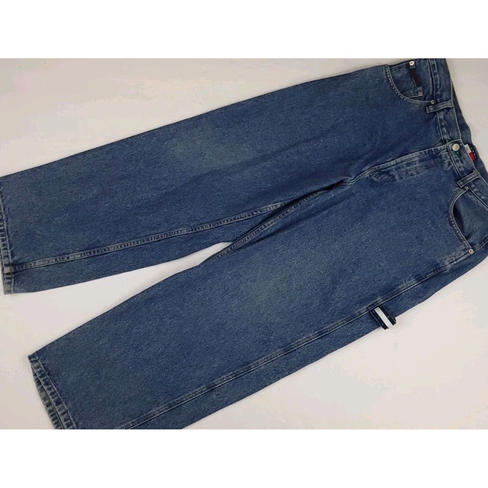 Tommy Hilfiger VINTAGE Tommy Hilfiger Baggy Carpenter Jeans USA Denim 34x29 Mens Blue 90s Flag Logo Size US 34 / EU 50 - 2 Thumbnail