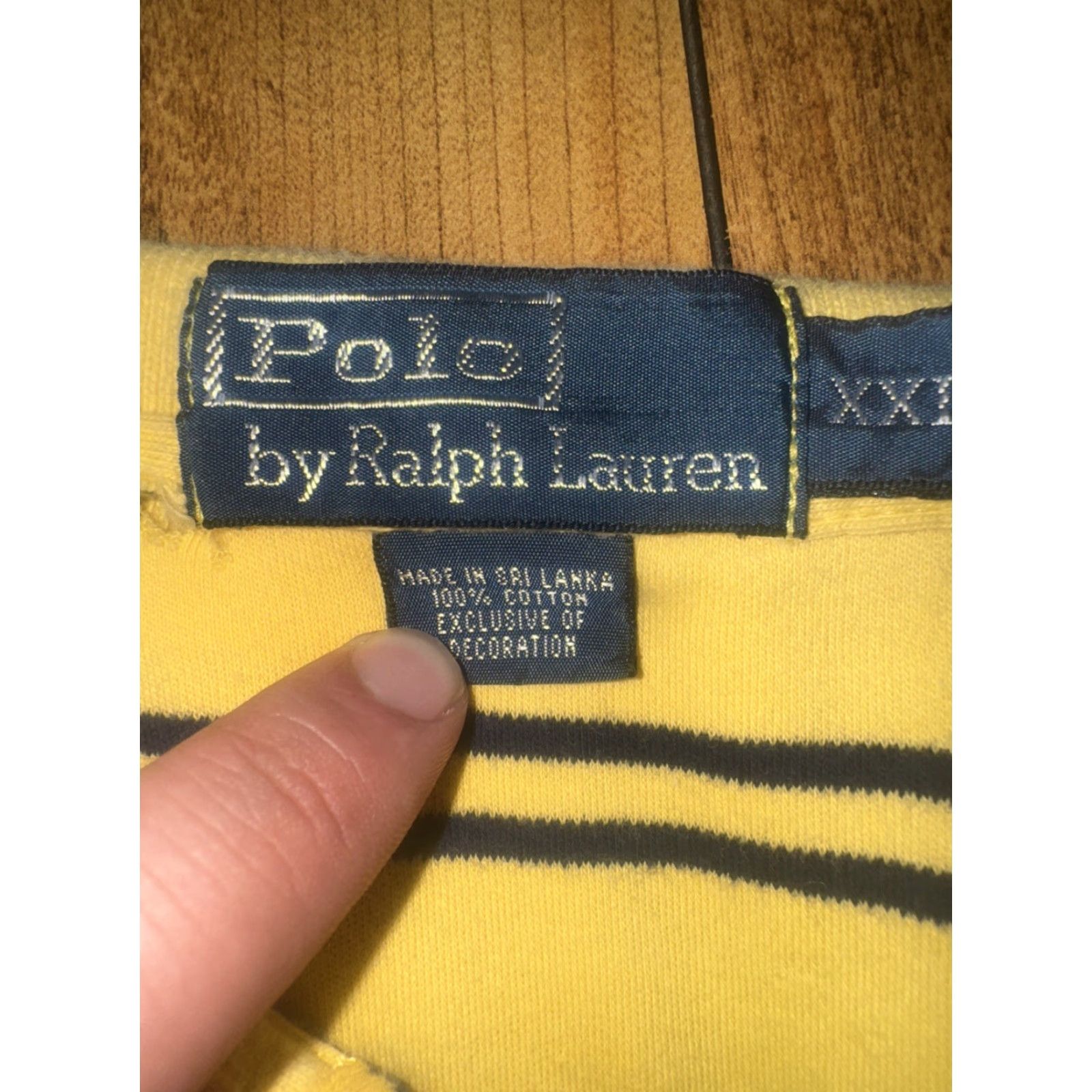 Ralph Lauren VINTAGE Polo Ralph Lauren Striped Polo Shirt XXL 2XL Yellow Navy Classic Fit Pony Logo Mens Size US XXL / EU 58 / 5 - 3 Thumbnail