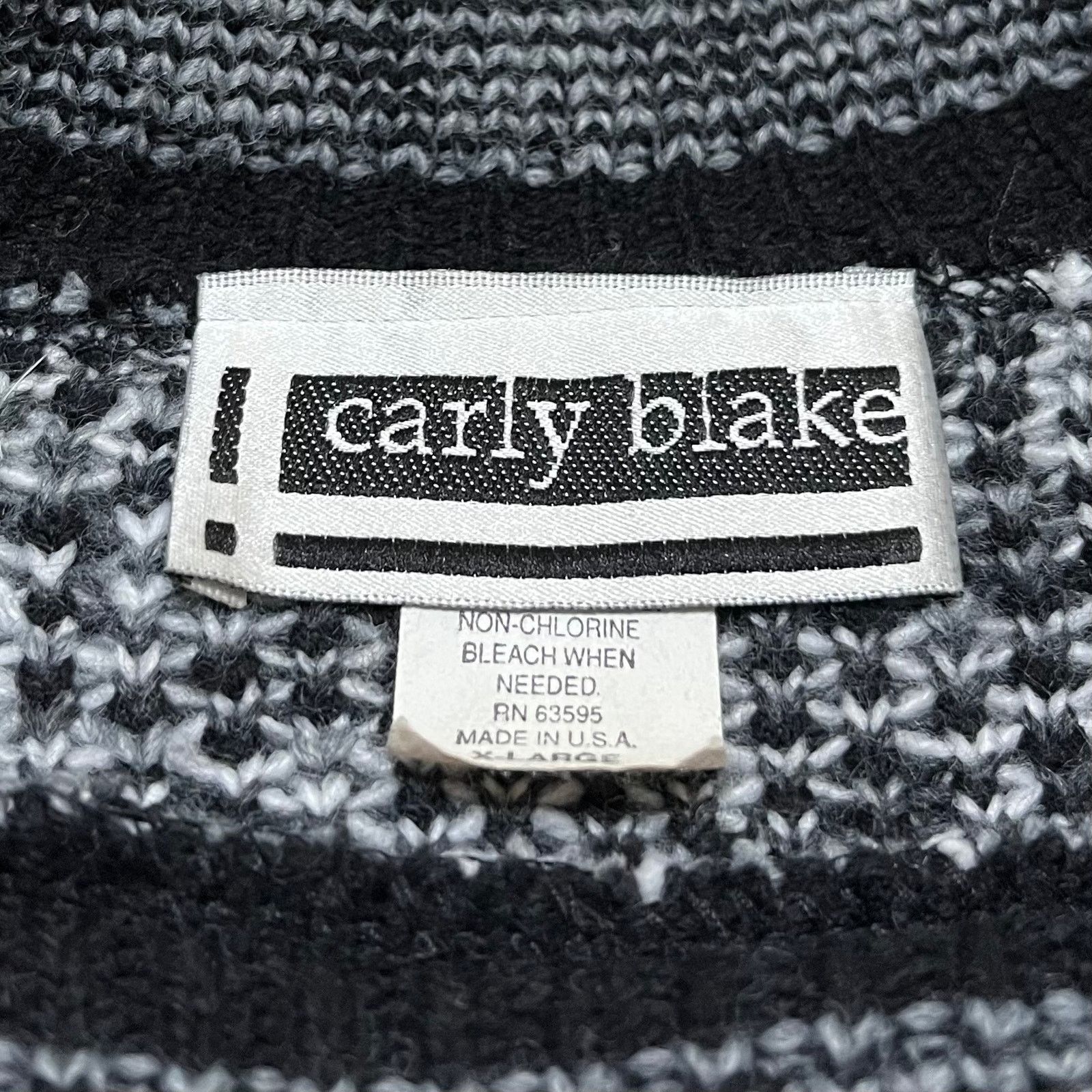 Other Vintage Carly Blake Geometric Knit Sweater Black Gray XL Size XL / US 12-14 / IT 48-50 - 3 Thumbnail
