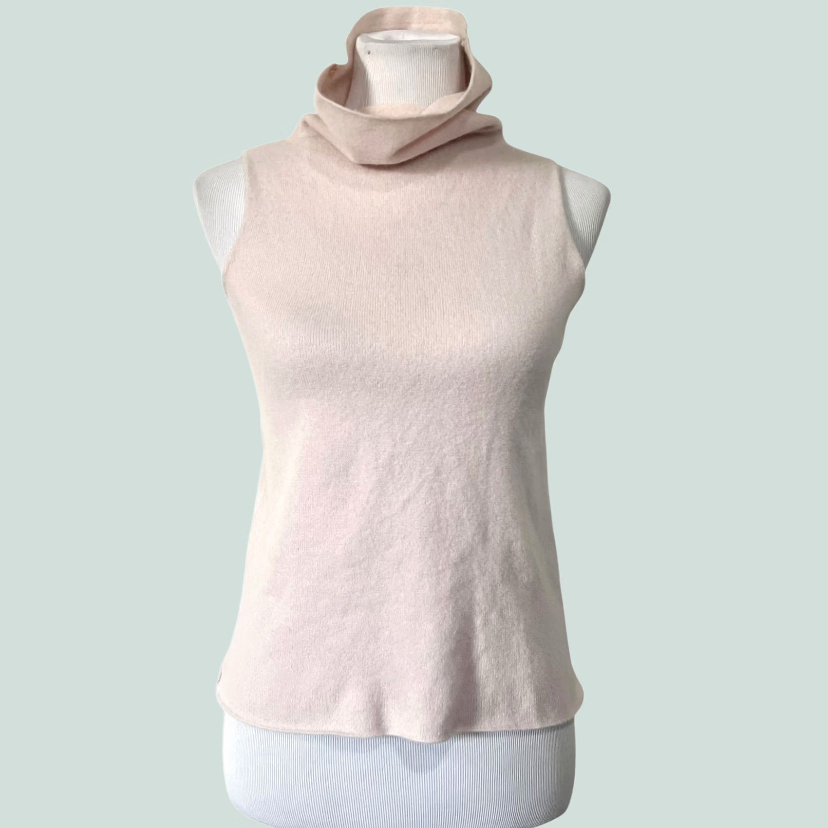 Vintage Margaret O’Leary Cashmere Sweater Cowl Neck Sleeveless Pale Pink Women’s Sz S Size S / US 4 / IT 40 - 1 Thumbnail