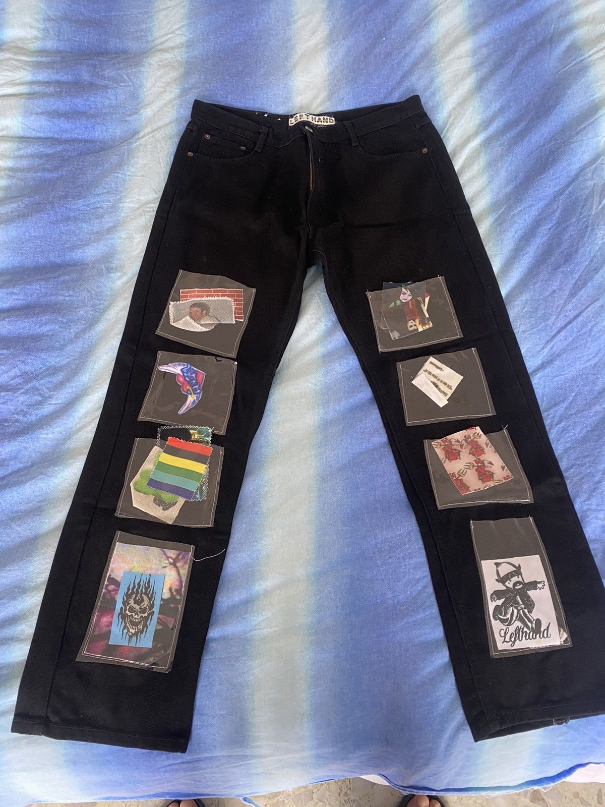 Left Hand Custom Made Black Jeans with Sticker Pockets Size US 36 / EU 52 - 1 Thumbnail