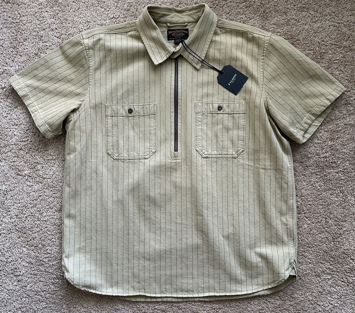 image of Filson Heavy Weight Washed Canvas Mechanics Shirt XL in Tan, Men's