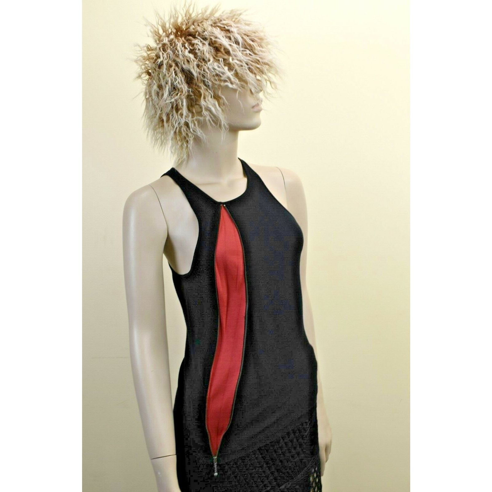 Balenciaga BALENCIAGA KNITS BLACK RED SILK KNIT 2X ZIP SLEEVELES TOP 36 Size S / US 4 / IT 40 - 3 Thumbnail