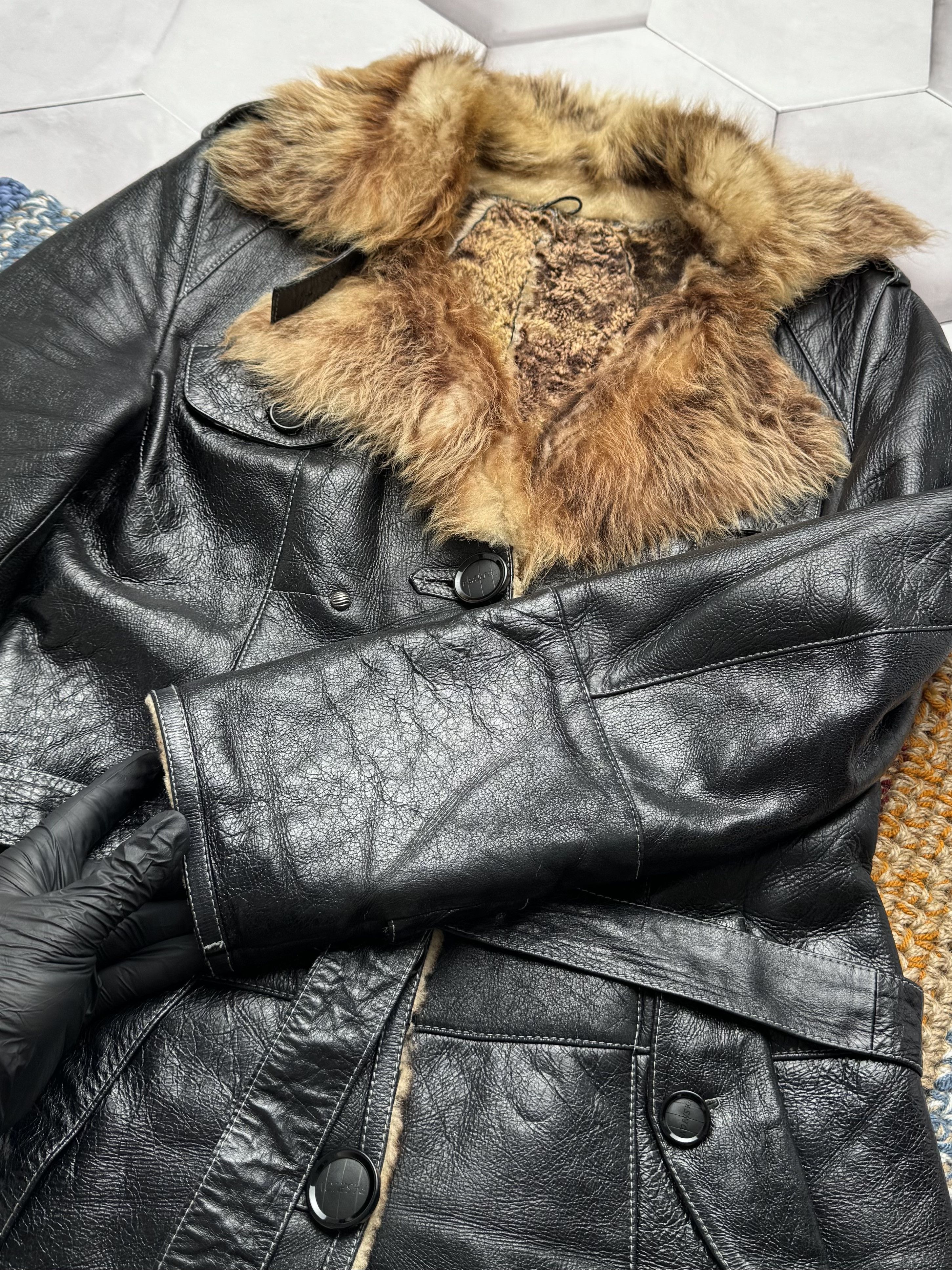 Japanese Brand Vintage Real Sheepskin Coat With Belt (E4) Size L / US 10 / IT 46 - 4 Thumbnail