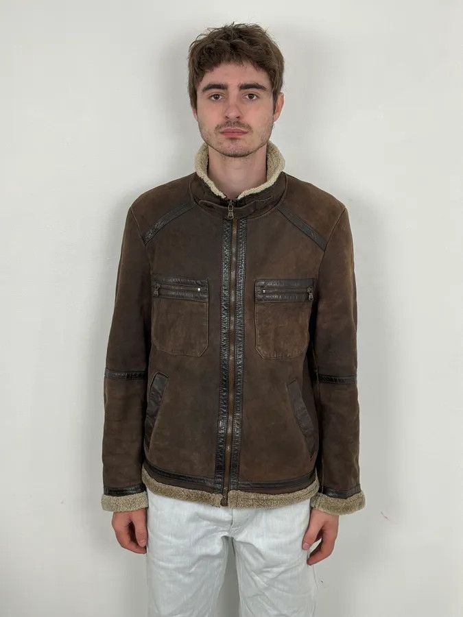 Dolce & Gabbana 1990s Dolce & Gabbana Brown Shearling Leather Jacket Size US M / EU 48-50 / 2 - 2 Thumbnail