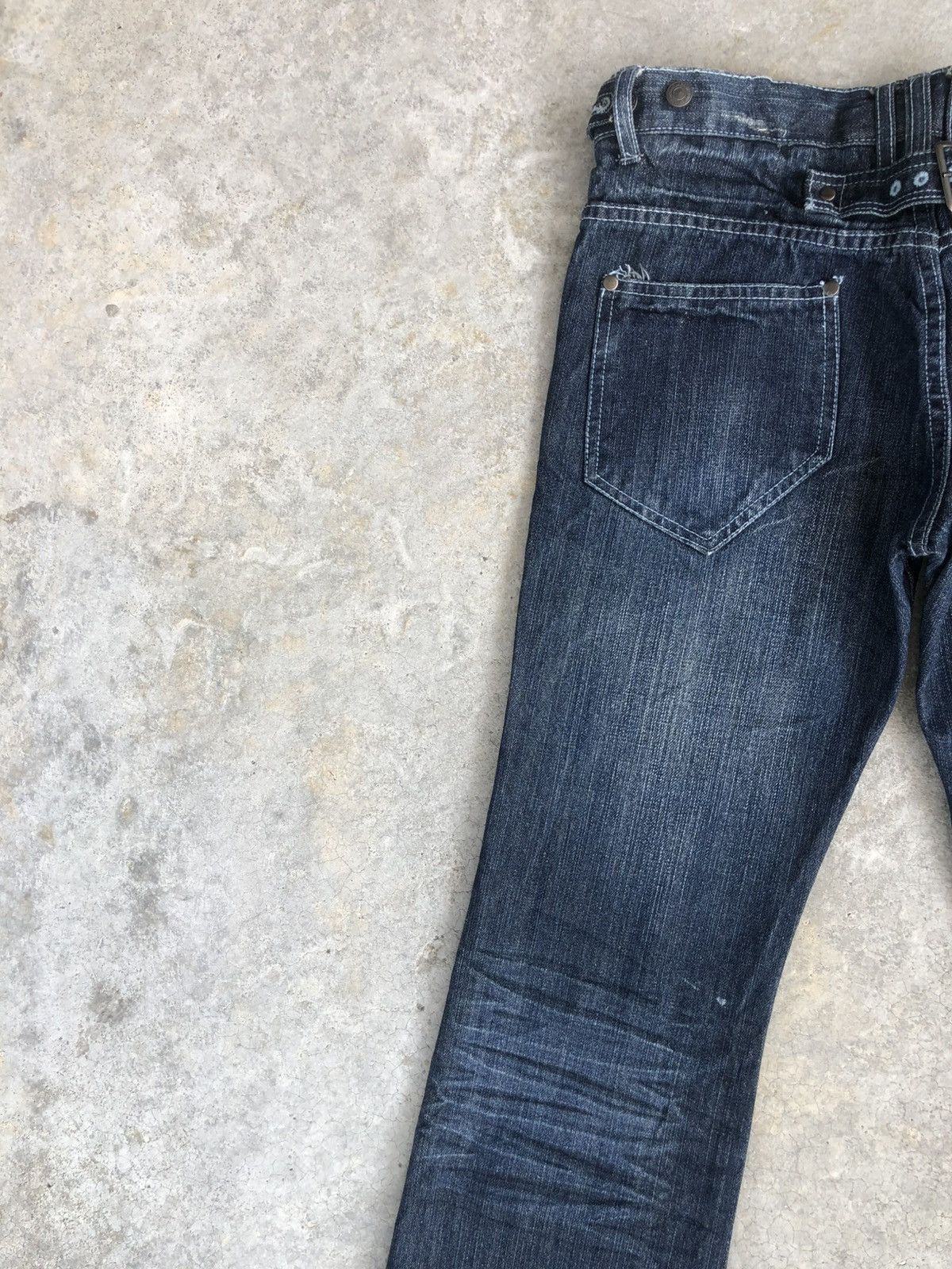Le Grande Bleu (L.G.B.) Japanese Indecent Flared Jeans Distressed Buckle Back Size US 30 / EU 46 - 9 Thumbnail