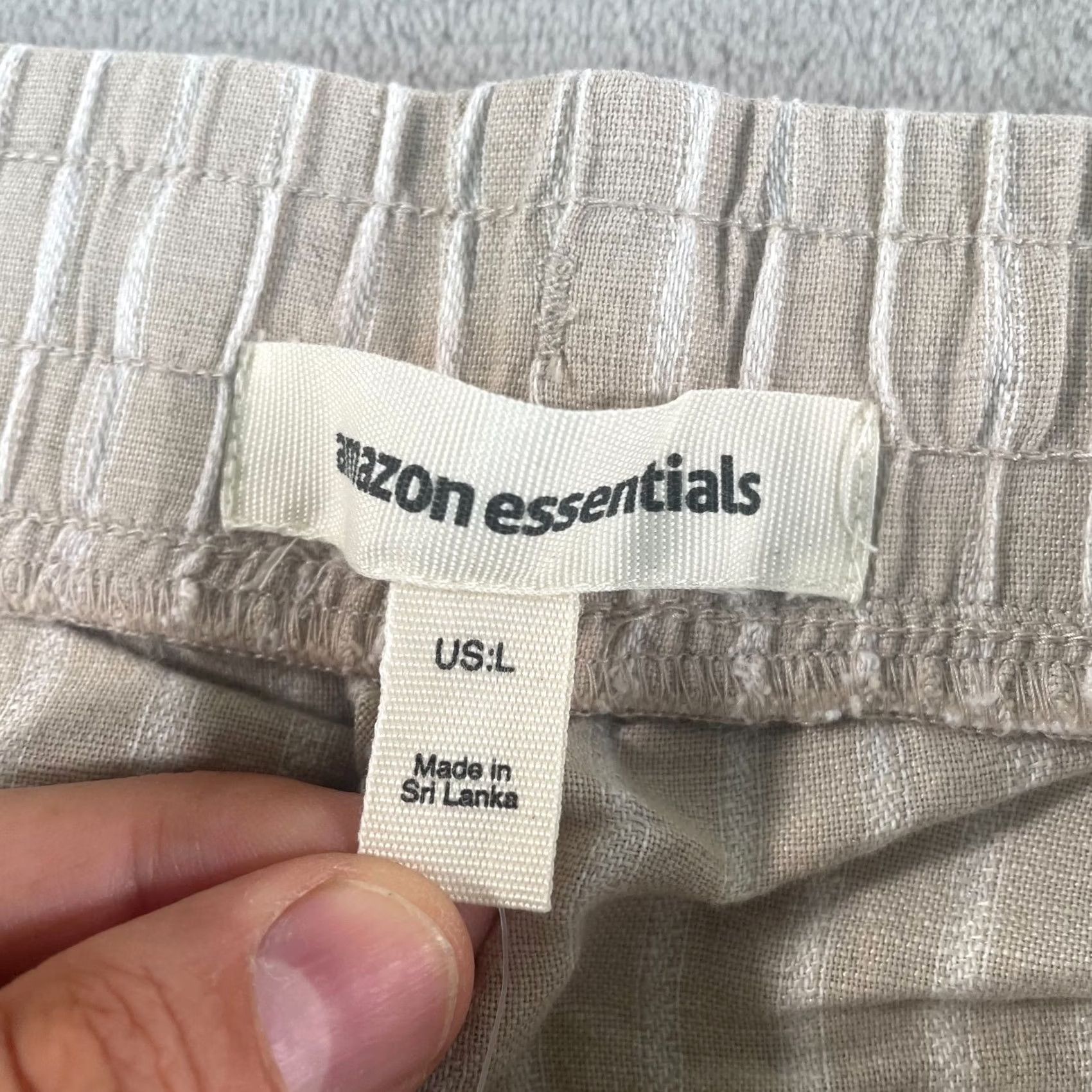 Essentials Amazon Essentials Wide Leg Pants Women Large Beige Linen Blend Drawstring NWT Size 36" / US 14 / IT 50 - 2 Thumbnail