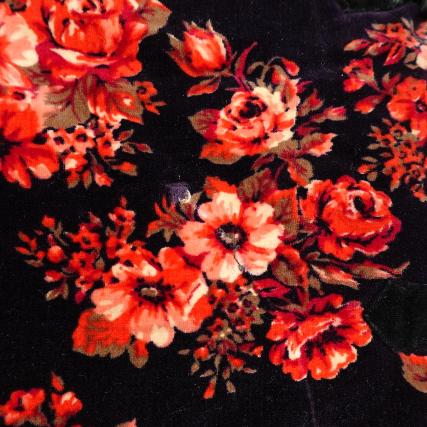 Velvet VINTAGE Cleopatra Jacket Womens 12 Black Red Floral Velvet Quilt Lined Toggle Coat Mid-Length Pockets - Womens Size XL / US 12-14 / IT 48-50 - 5 Thumbnail