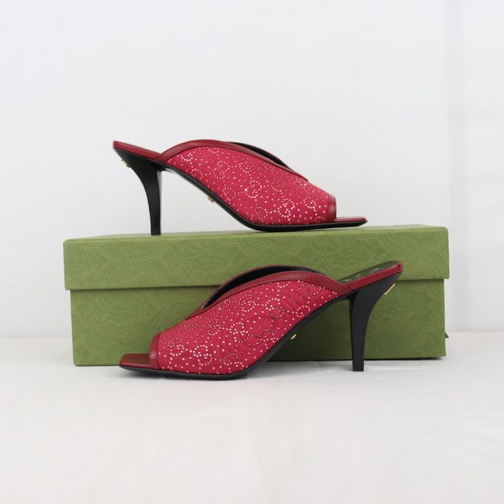 o1rshd1 Leather and Canvas Mules in Burgundy