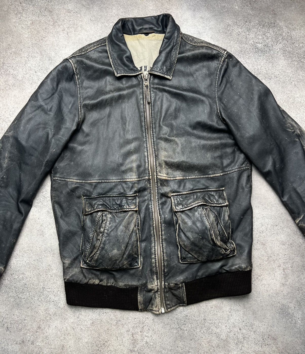 Vintage Vintage faded leather bomber jacket Size US L / EU 52-54 / 3 - 3 Thumbnail