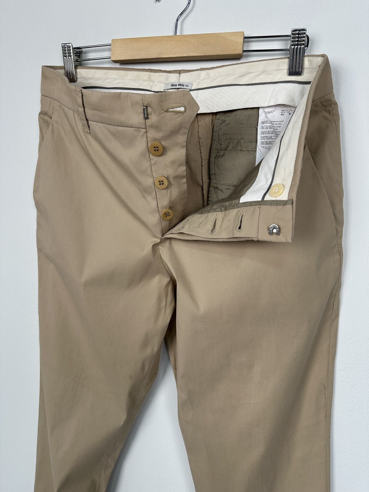 Miu Miu MIU MIU Women’s Beige Cotton Blend Crop Trousers Chino Pants Size 27" / US 4 / IT 40 - 3 Thumbnail