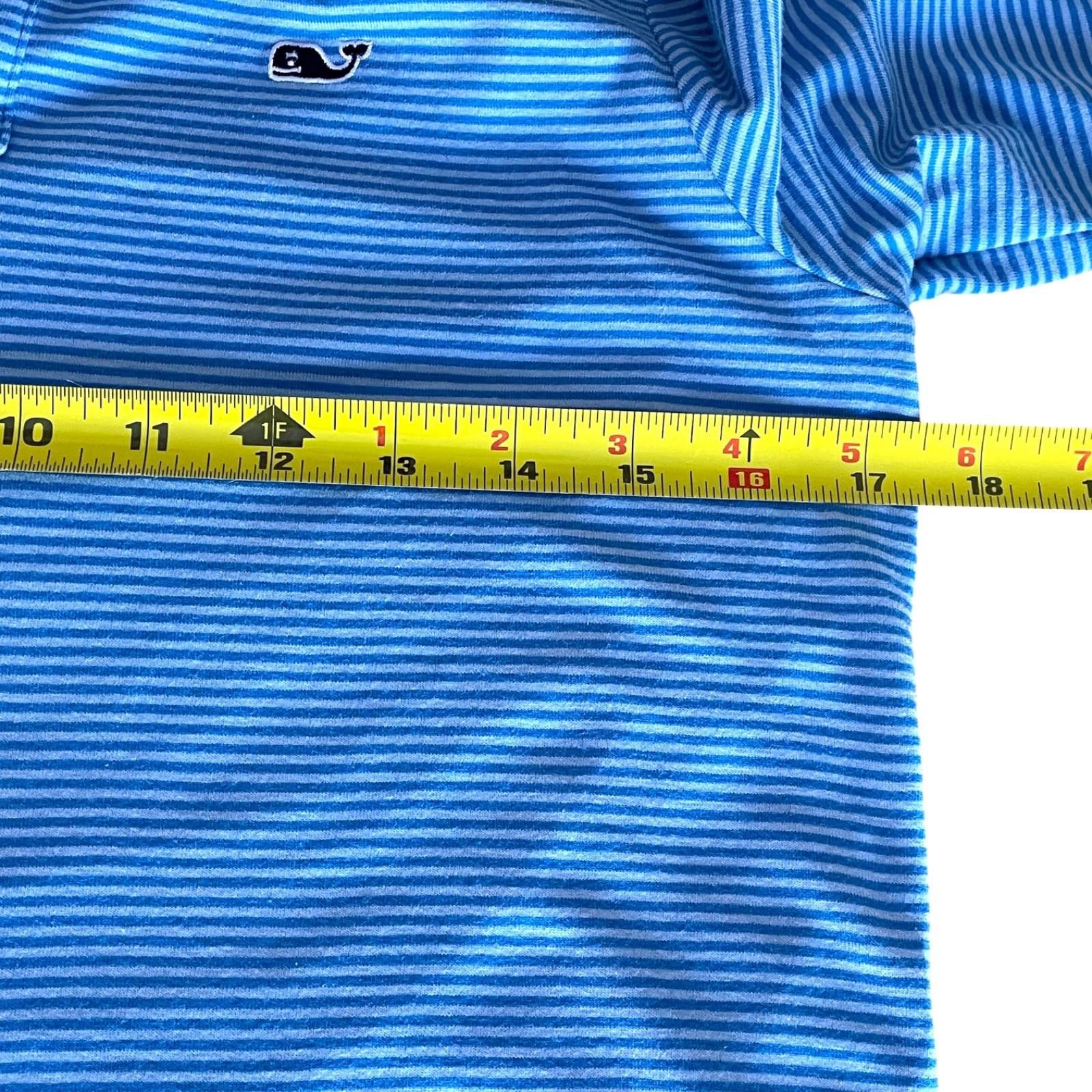 Vineyard Vines Vineyard Vines Youth M Sankaty Perf LS Polo Aqua Stripe Size US M / EU 48-50 / 2 - 9 Thumbnail