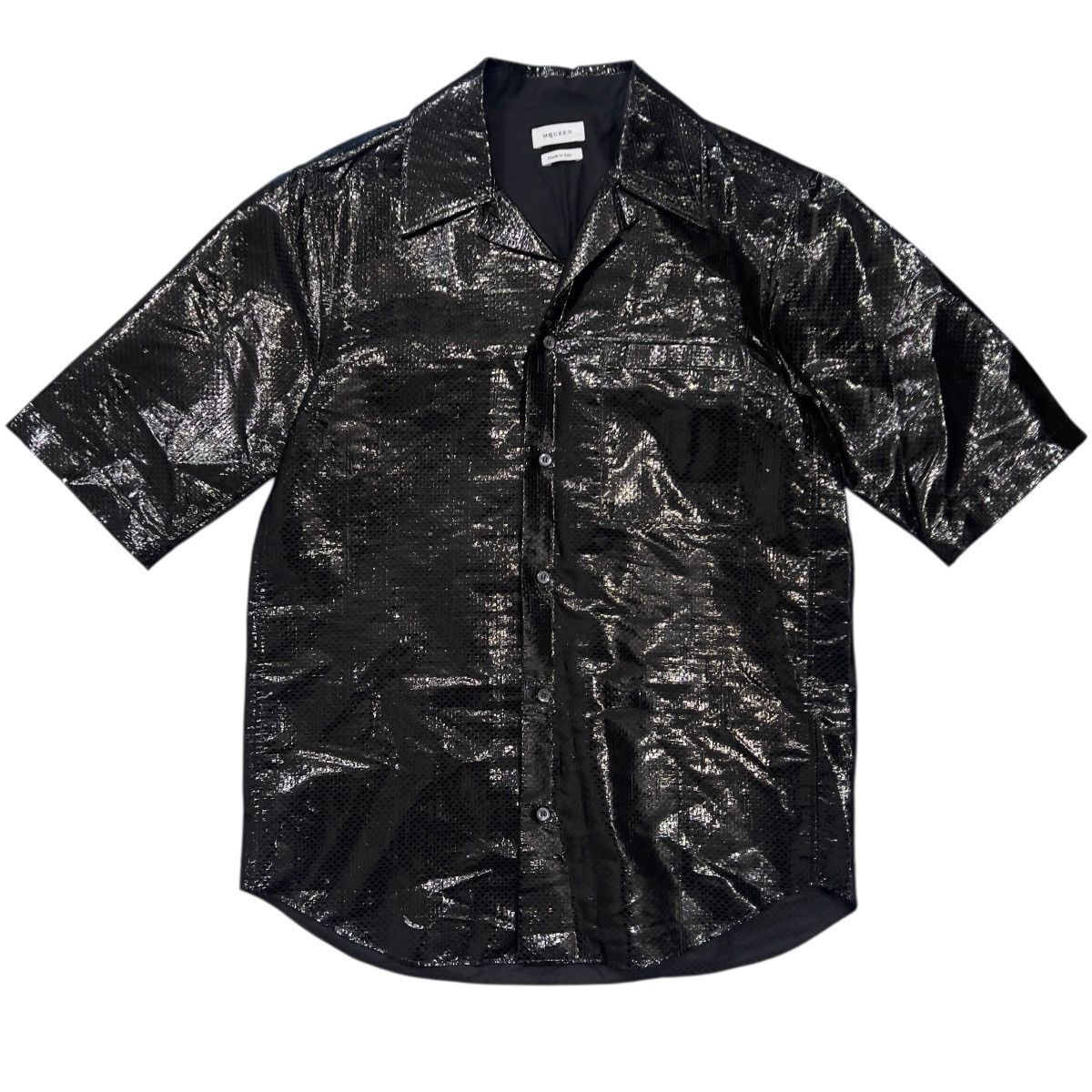 Alexander McQueen Alexander McQueen Glossy Embossed Short Sleeve Shirts Size US L / EU 52-54 / 3 - 1 Thumbnail