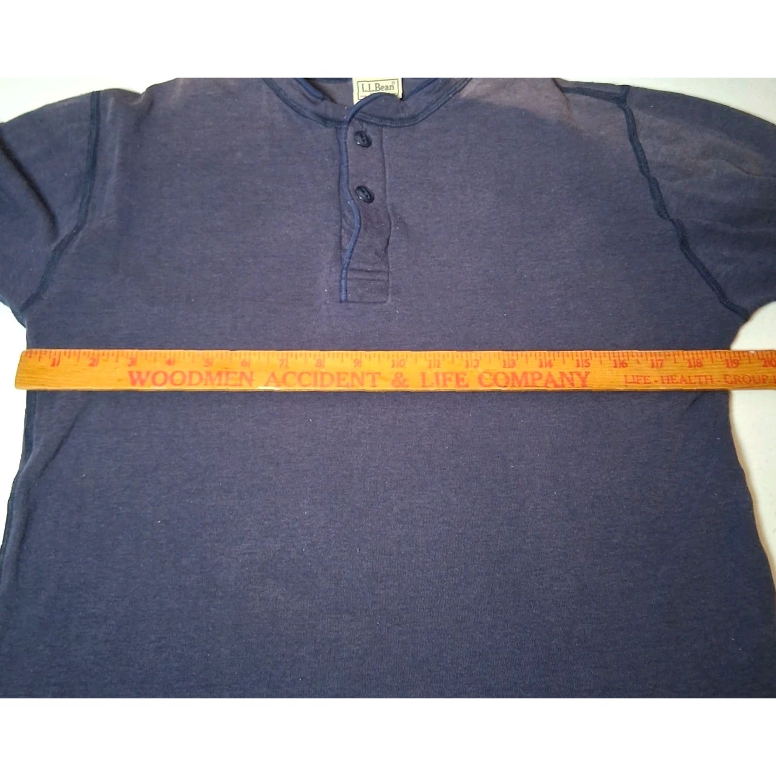Vintage LL Bean River Driver Shirt Men S Henley Blue Distressed Workwear Wool Blend Button-Up Knit Long Sleeve Cowboy? (Oops) Size US S / EU 44-46 / 1 - 3 Thumbnail