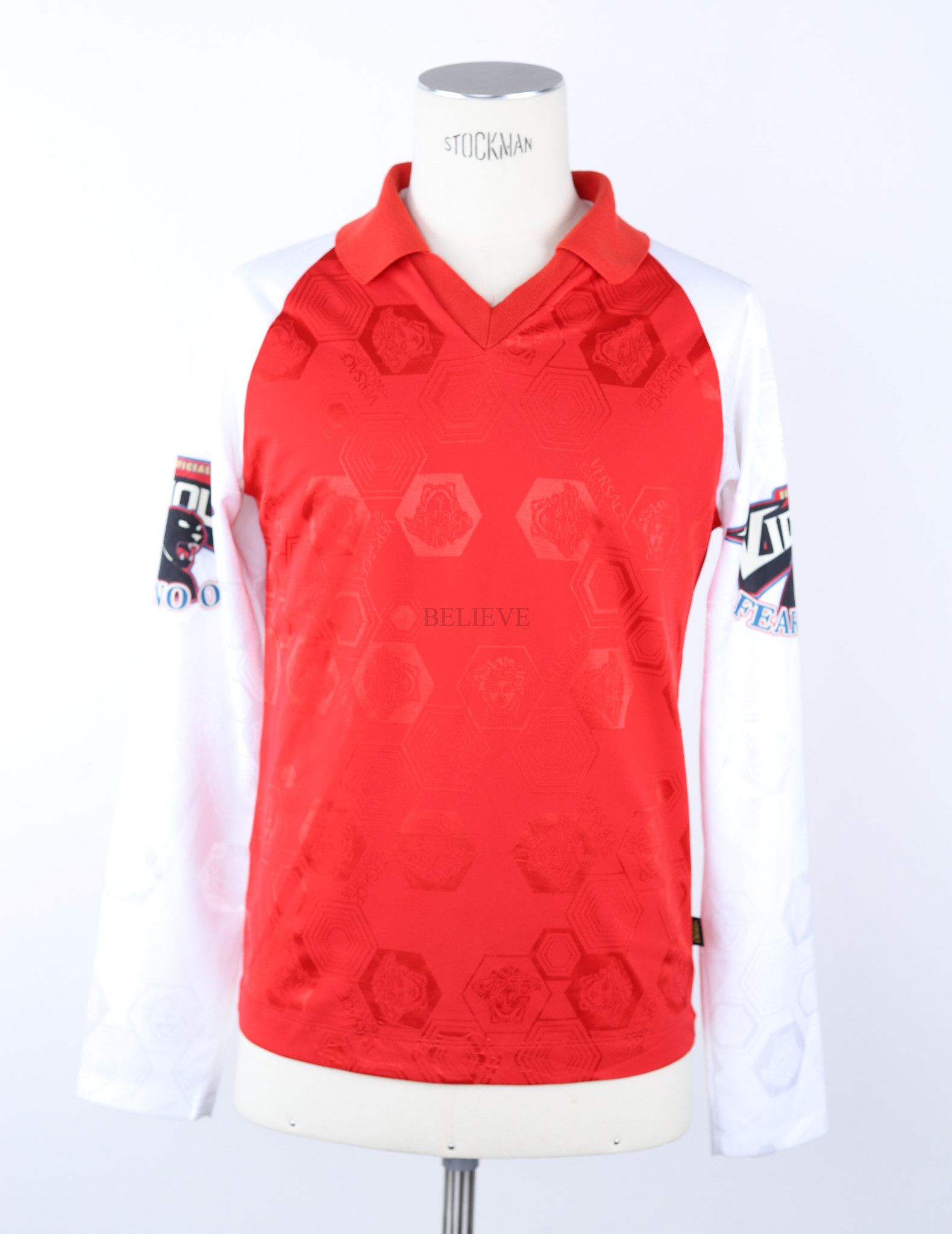 Image of Versace Longsleeve Logo Medusa Red Monogram 213, Men's (Size Small)