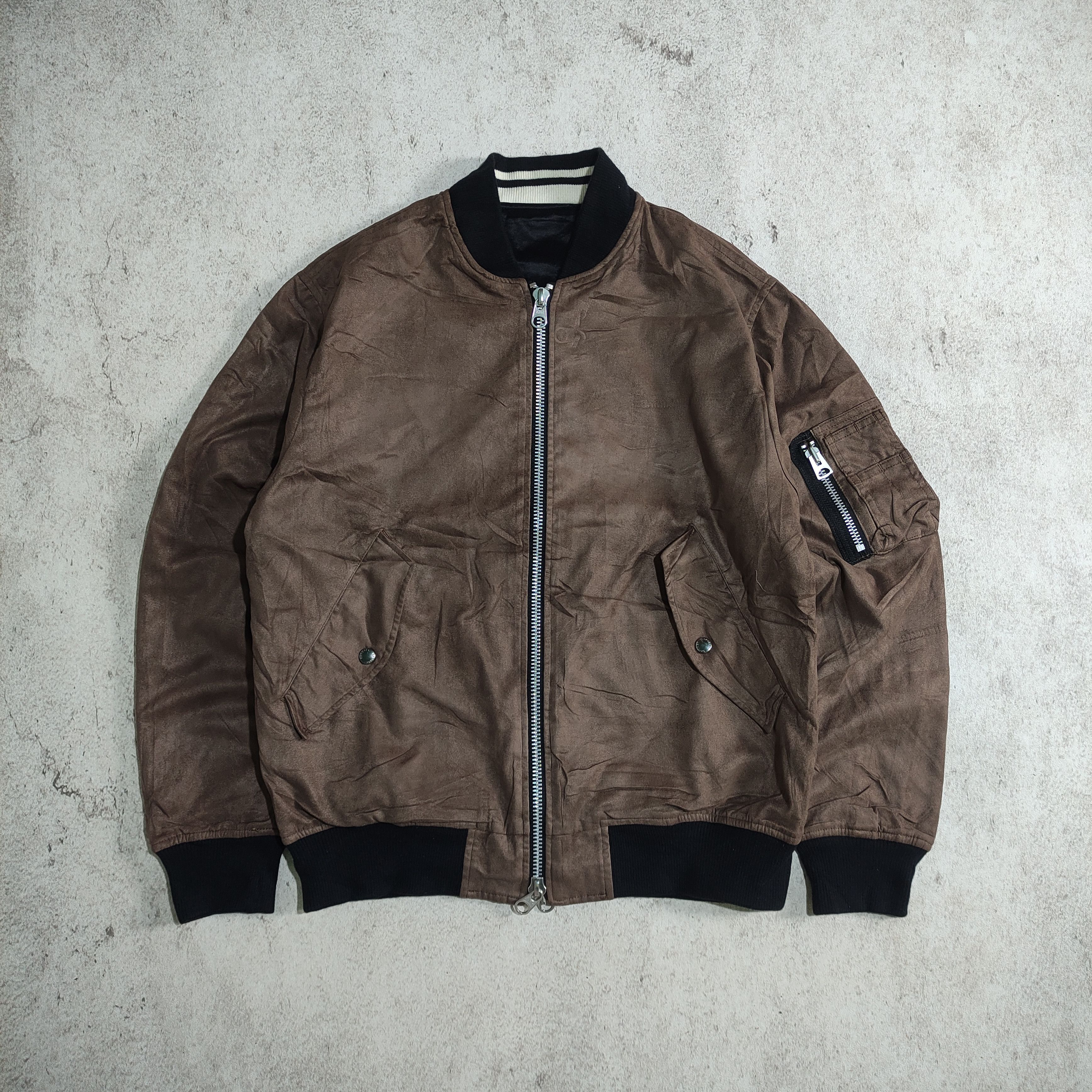 image of Archival Clothing x Sophnet Reversible Souvenir Bomber Jacket in Brown, Men's (Size Large)